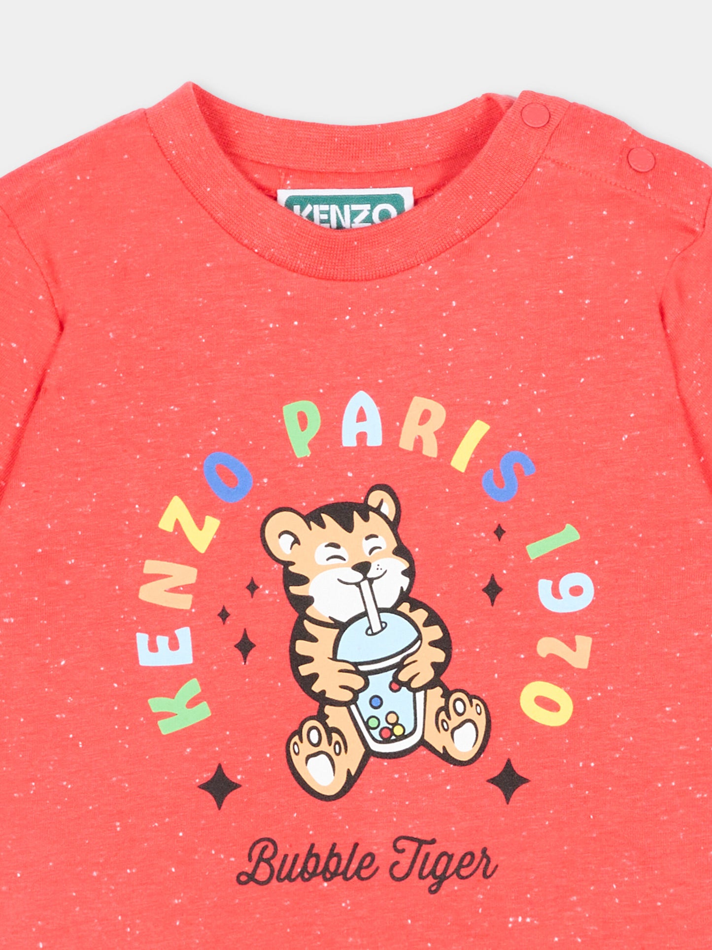 T-shirt rossa per neonato con Tiger logo,Kenzo Kids,K61715 976