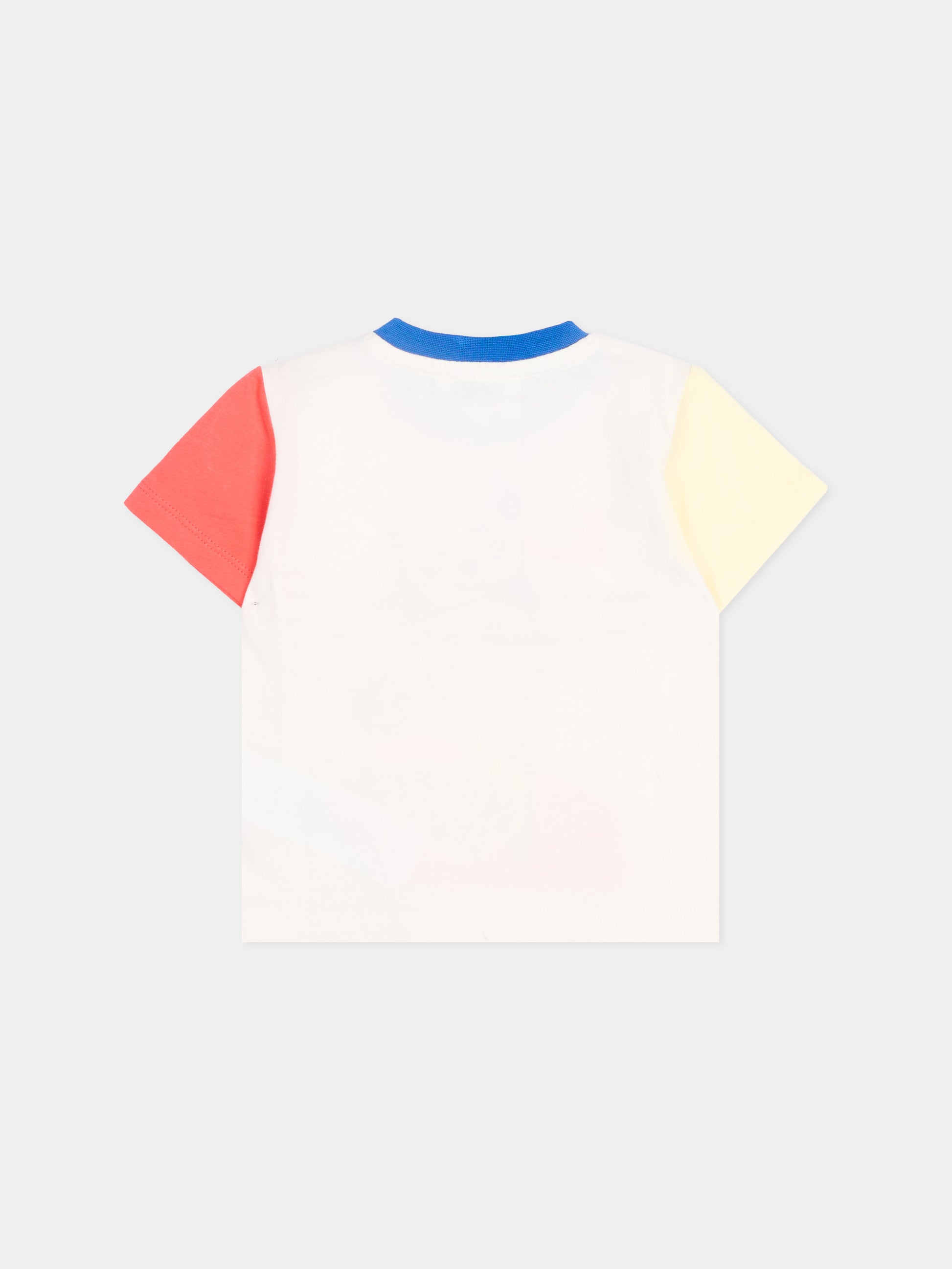 T-Shirt multicolor per neonato con stampa panda e logo,Kenzo Kids,K61717 117