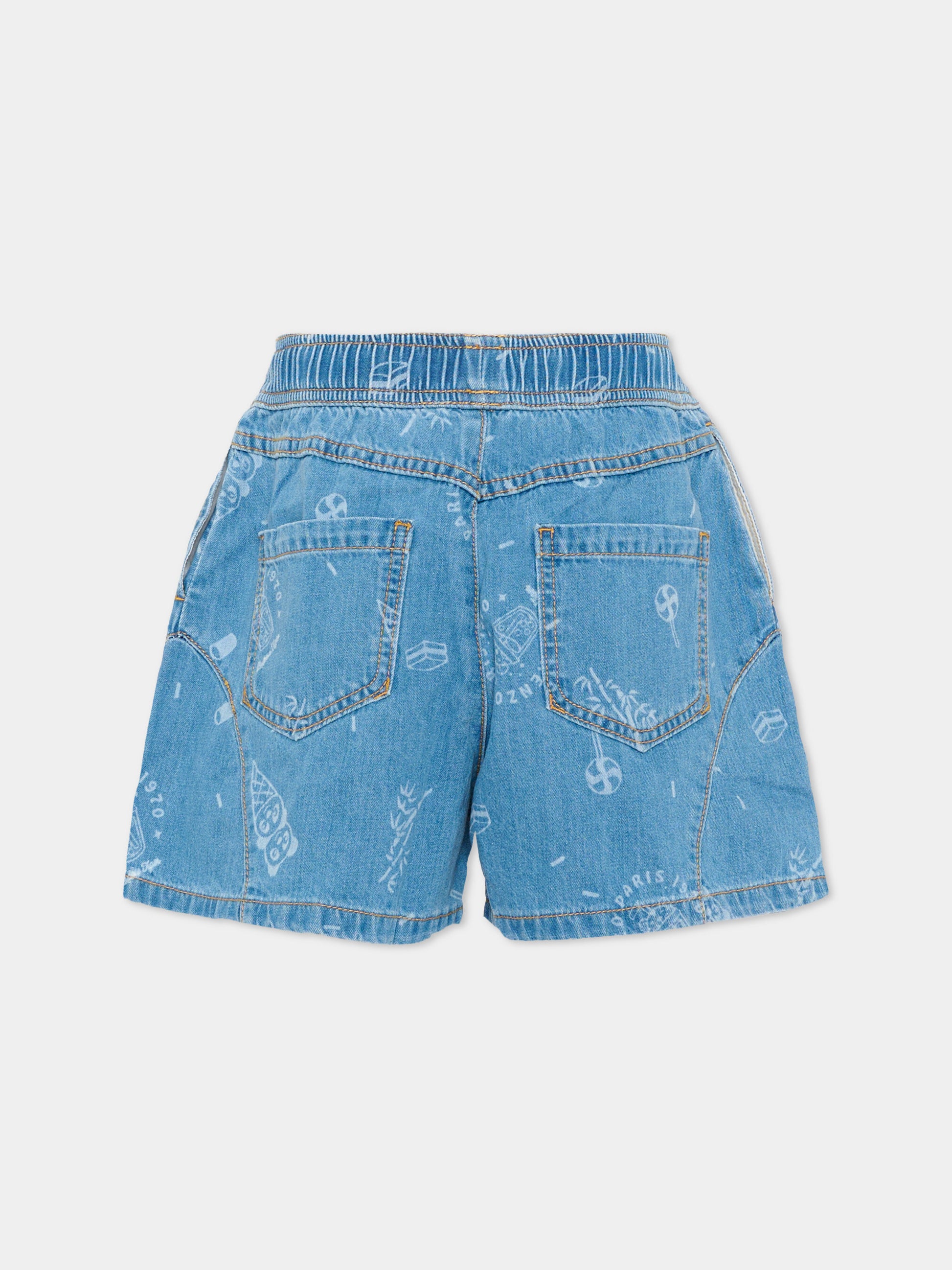 Shorts denim per bambina con stampa,Kenzo Kids,K61773 Z45