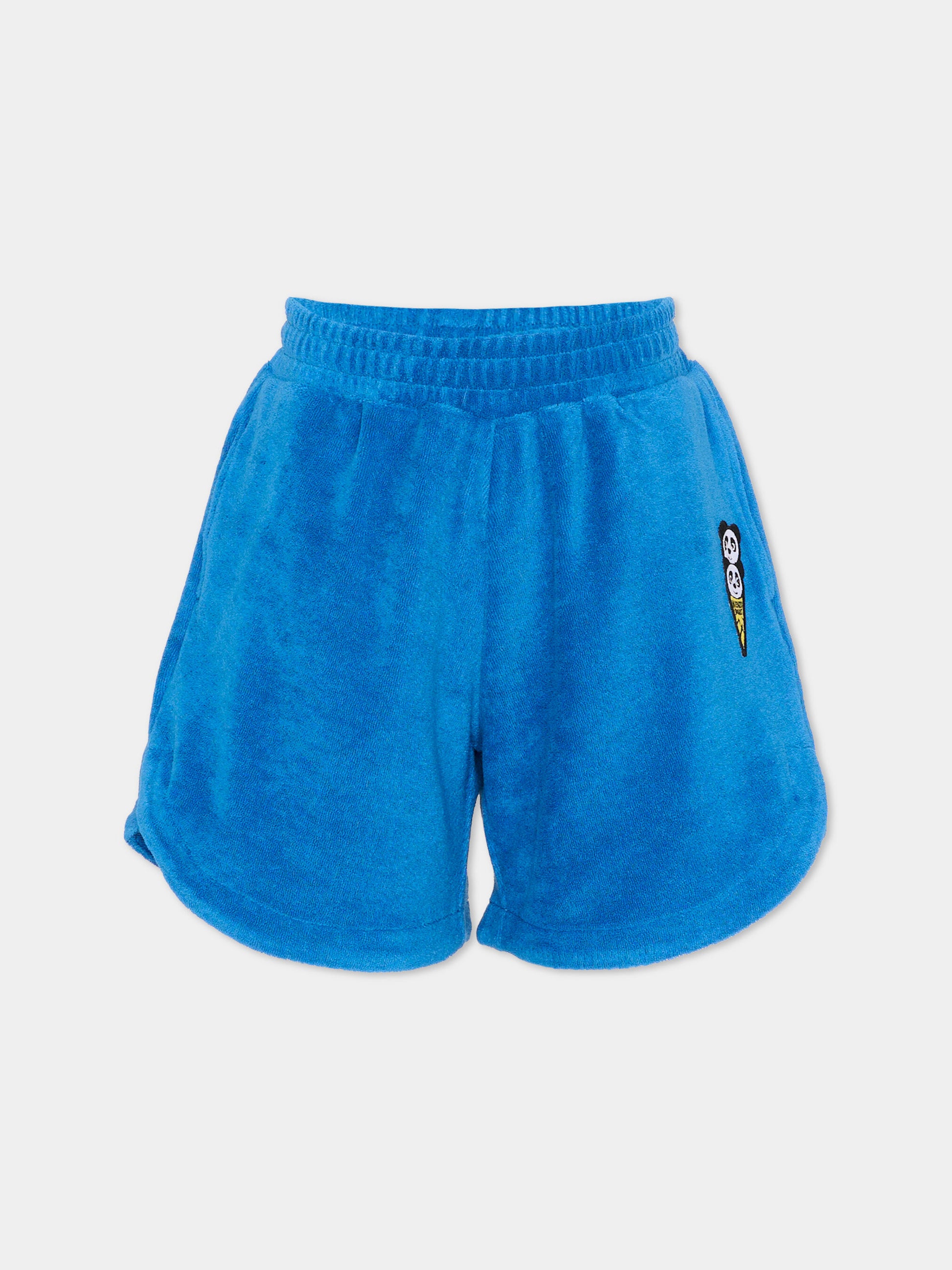 Shorts blu per bambini con patch panda,Kenzo Kids,K61778 871