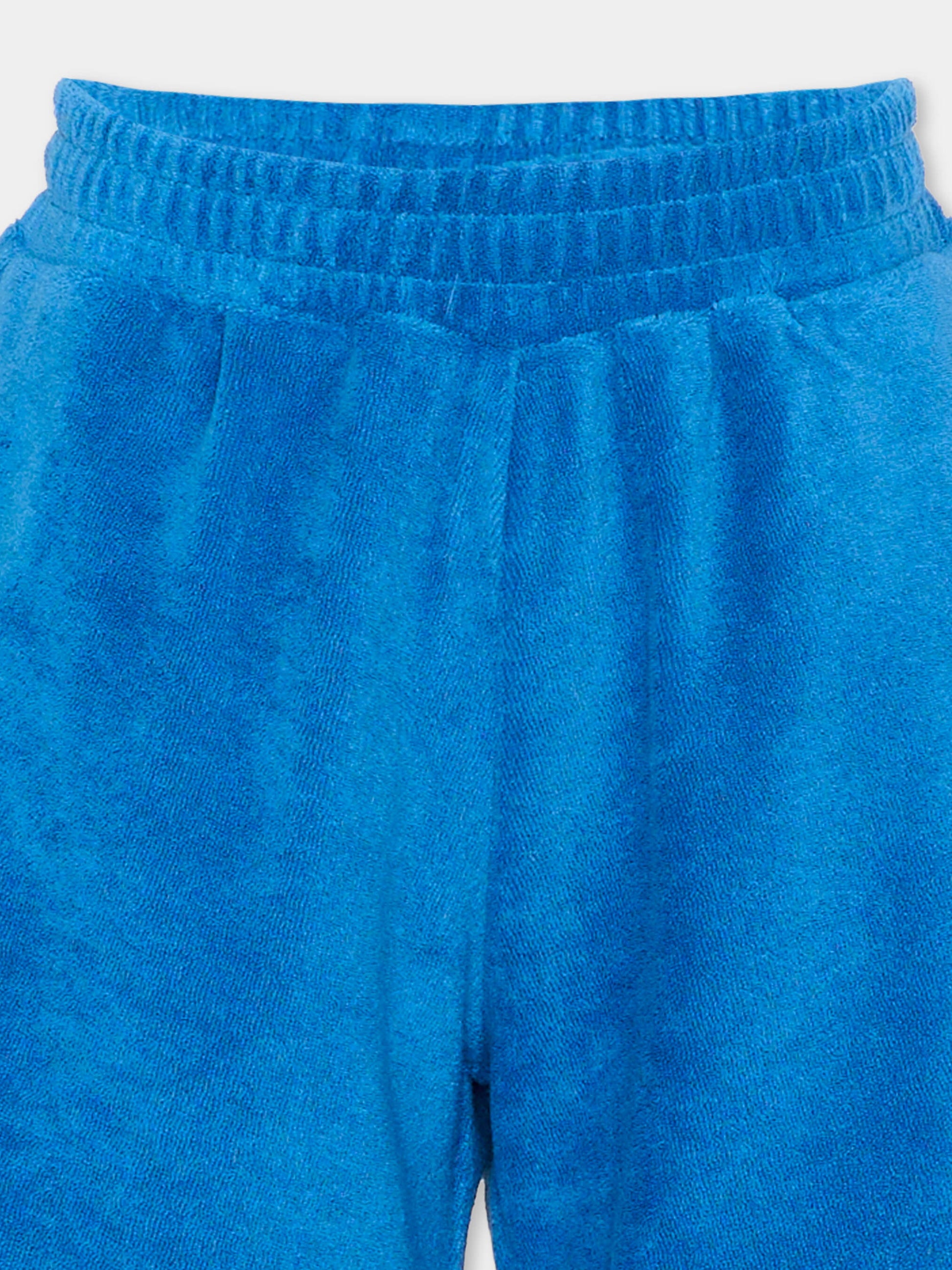 Shorts blu per bambini con patch panda,Kenzo Kids,K61778 871