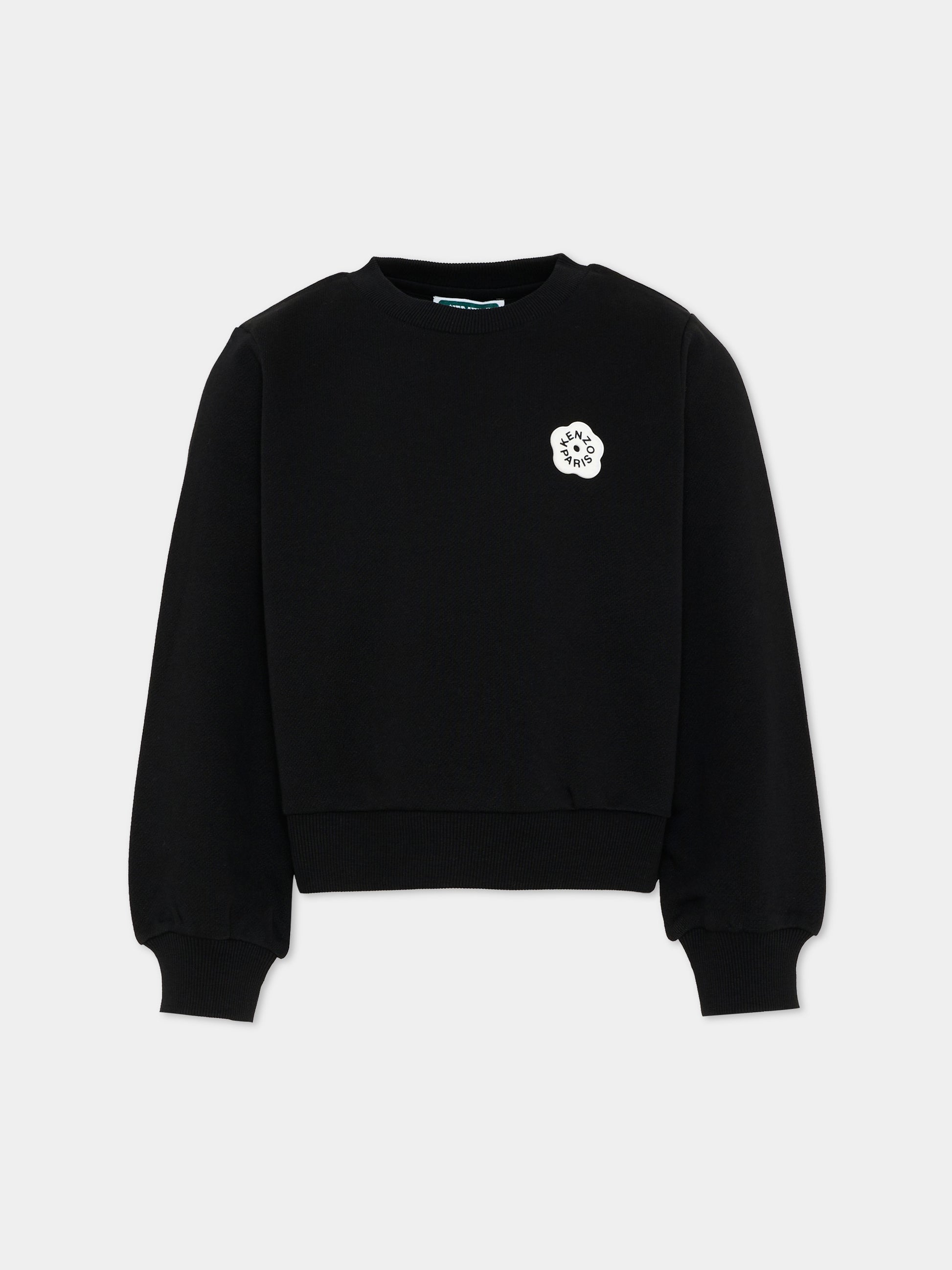 Felpa nera  Boke Flower  per bambina,Kenzo Kids,K61802 09B