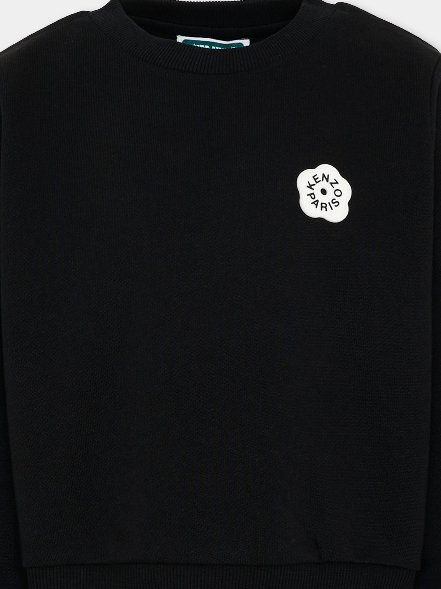 Felpa nera  Boke Flower  per bambina,Kenzo Kids,K61802 09B