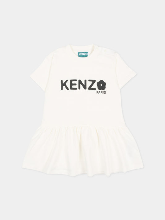 Vestito avorio per neonata con logo,Kenzo Kids,K61812 117