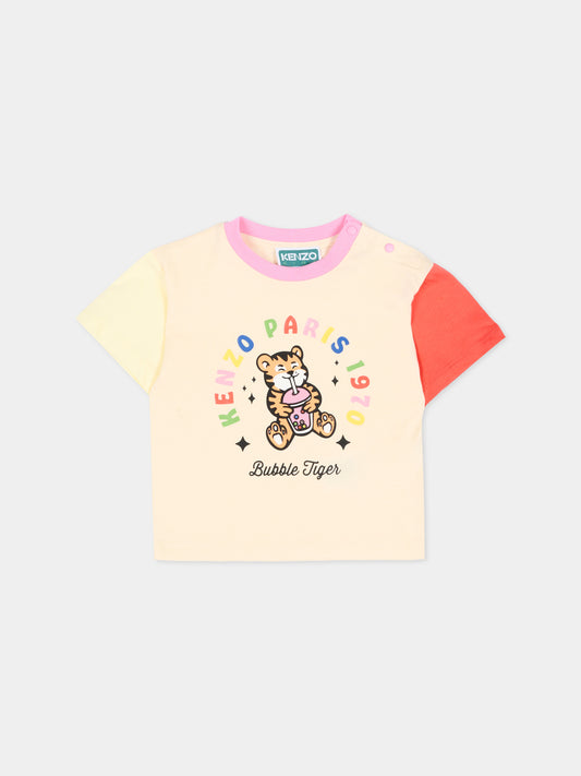 T-shirt multicolor per neonata con logo,Kenzo Kids,K61815 208