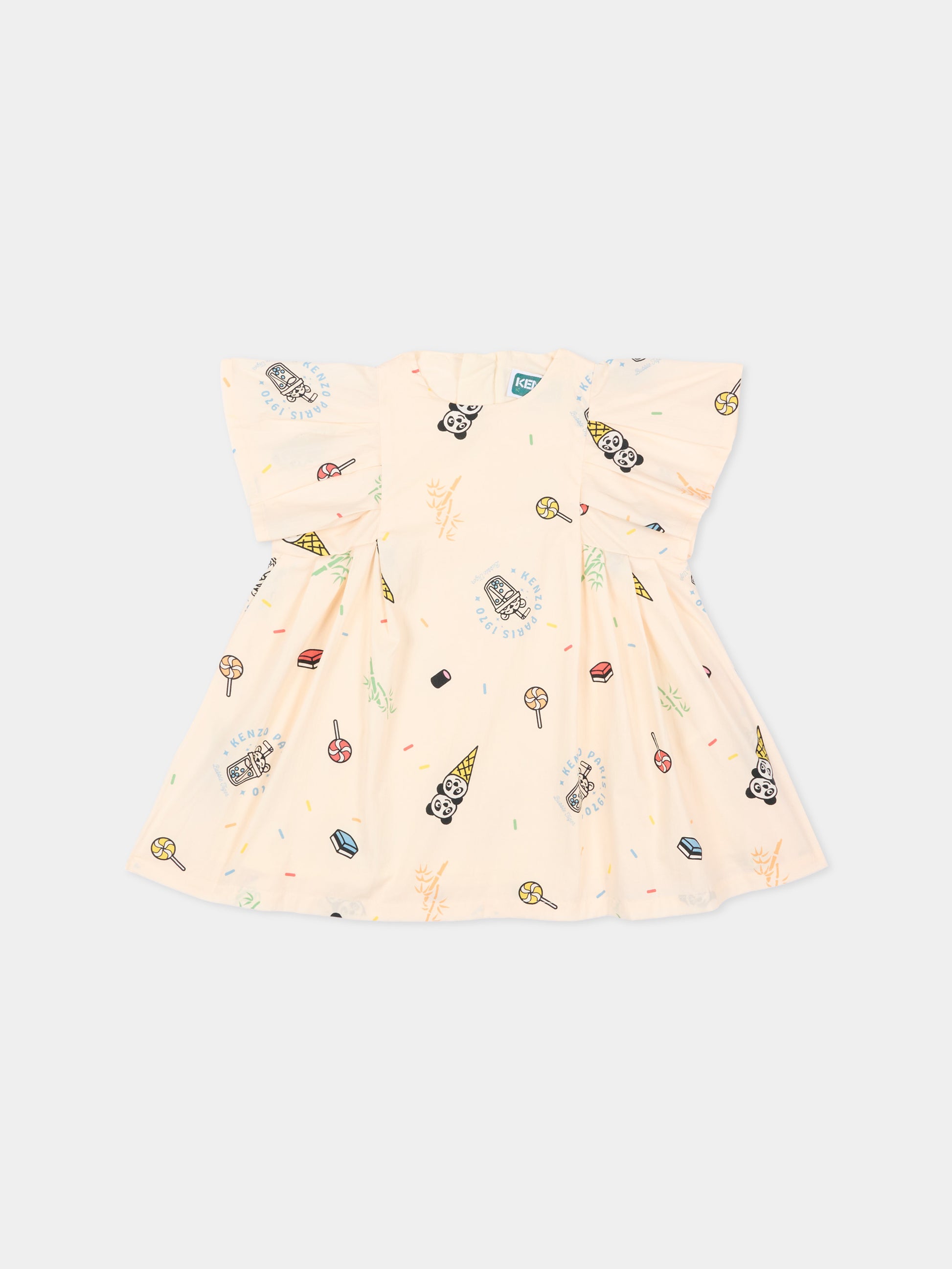 Vestito rosa per neonata con stampa gelati,Kenzo Kids,K61817 208