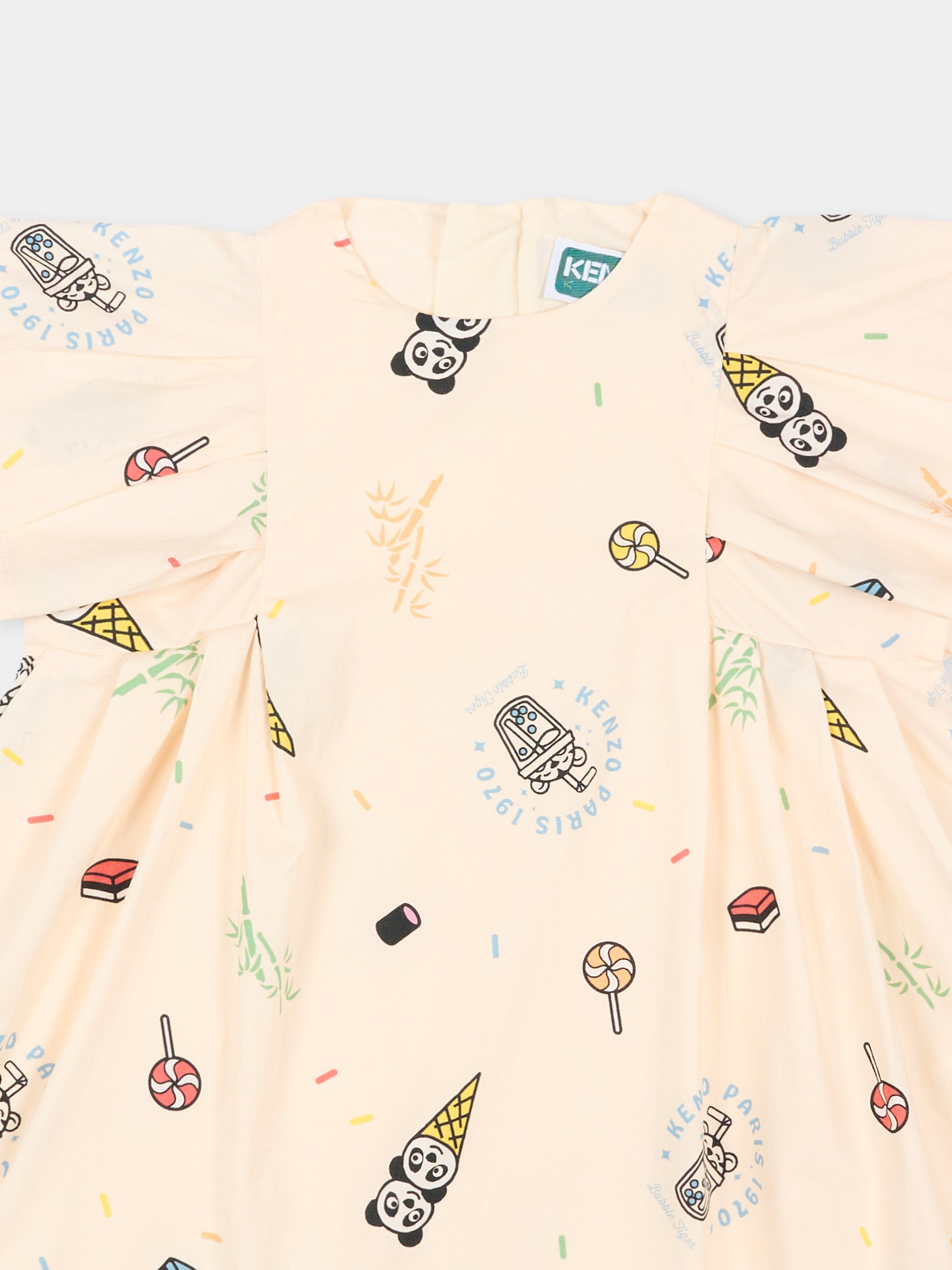 Vestito rosa per neonata con stampa gelati,Kenzo Kids,K61817 208