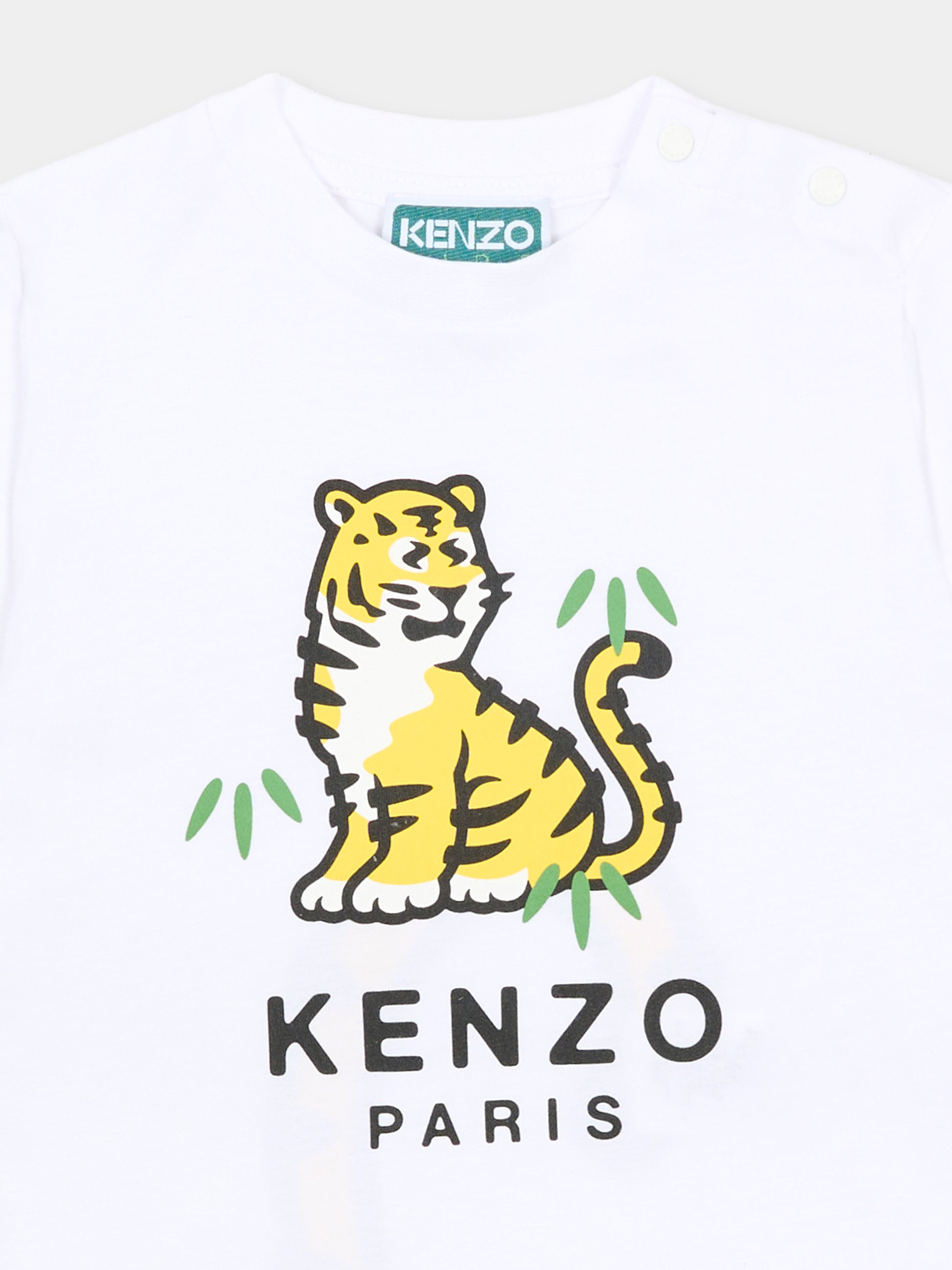 T-shirt bianca per neonati con Kotora,Kenzo Kids,K61866 10P