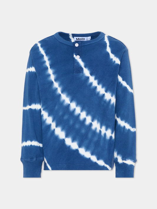 T-shirt blu Riff per bambino stampa tie-dye,Molo,1S26A407 5988