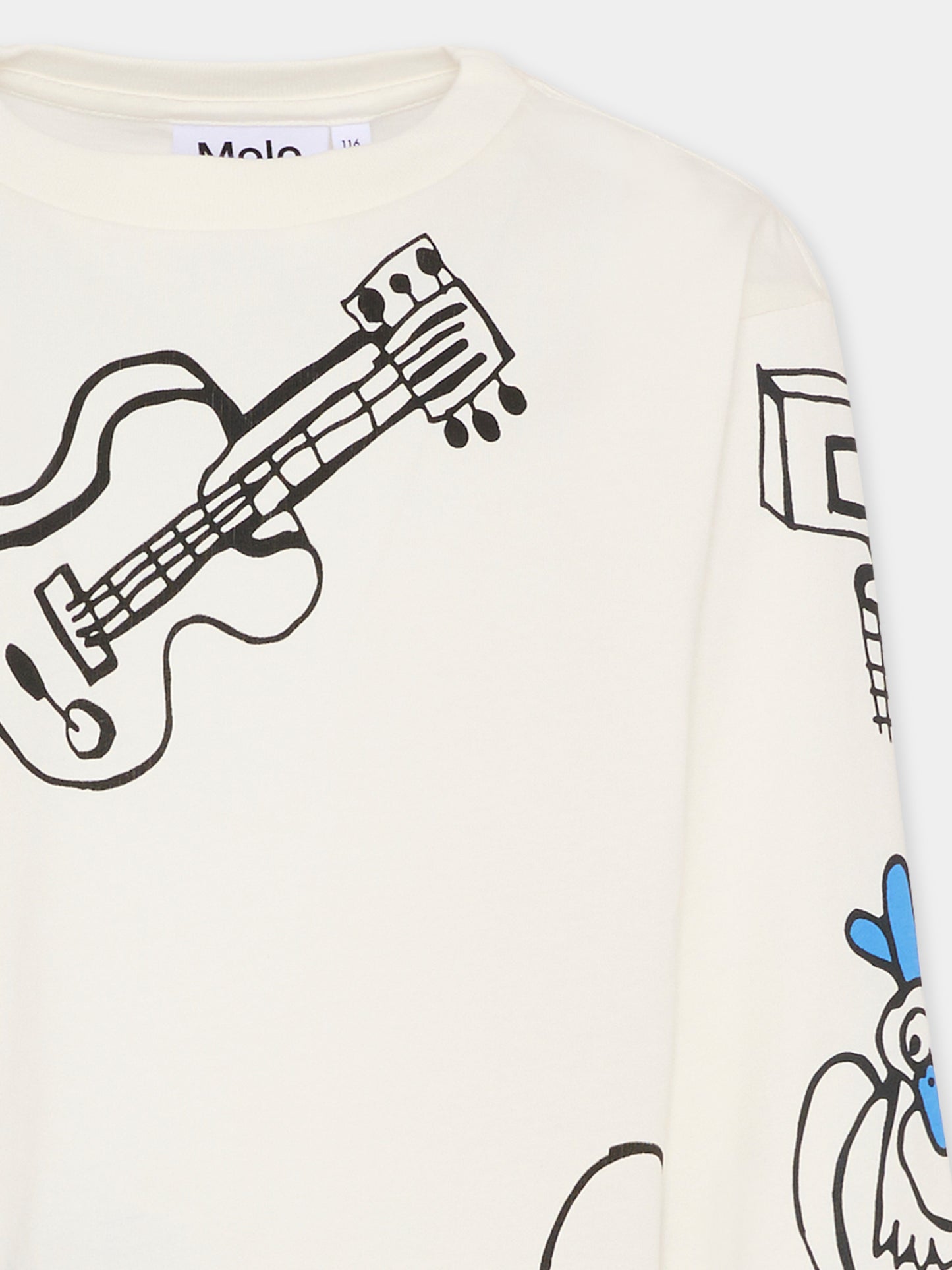 T-shirt Rube avorio per bambino con stampa chitarra,Molo,1S26A409 5632