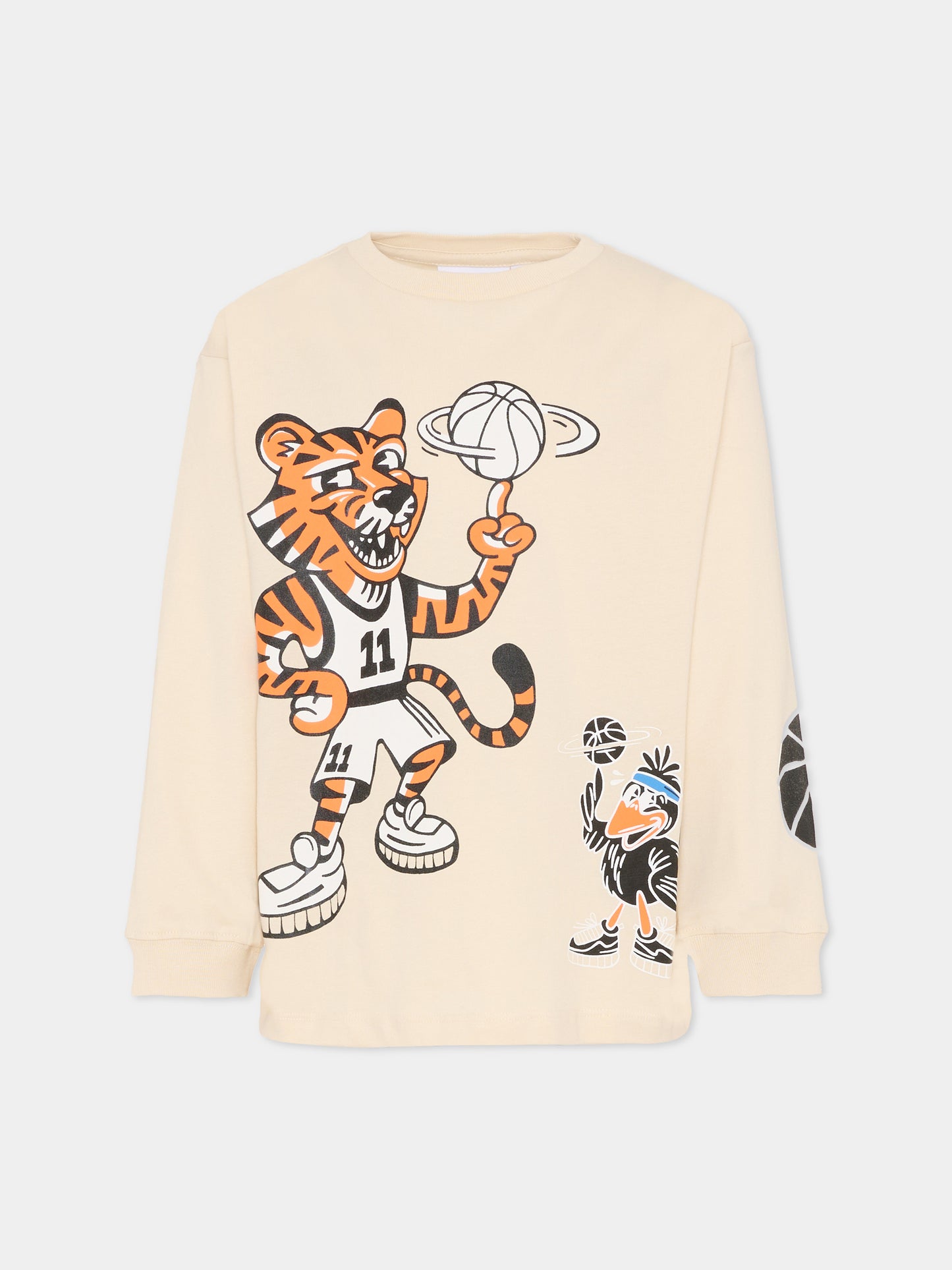 T-shirt Rube beige per bambino con mascotte del basket,Molo,1S26A409 9887