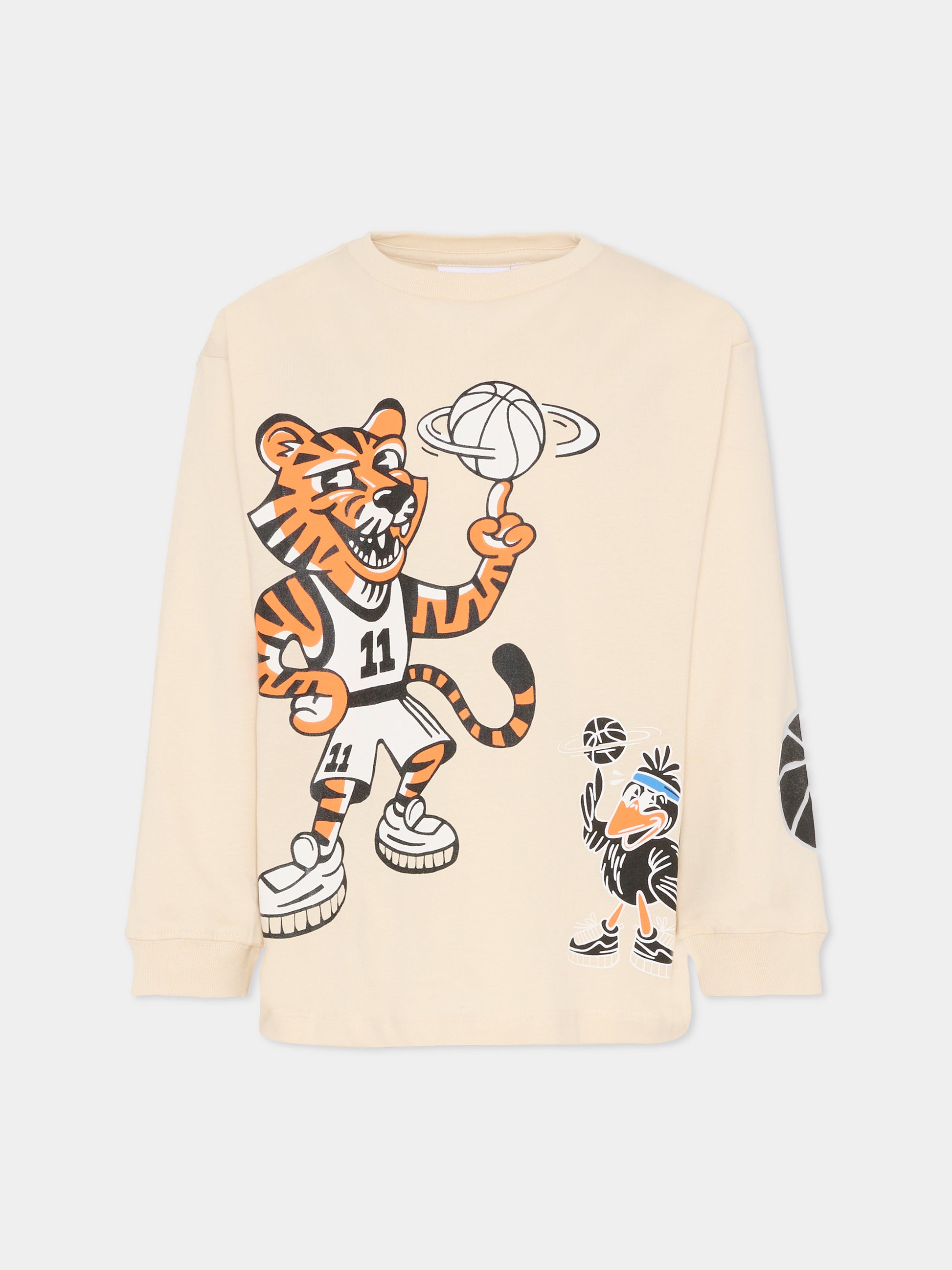 T-shirt Rube beige per bambino con mascotte del basket,Molo,1S26A409 9887