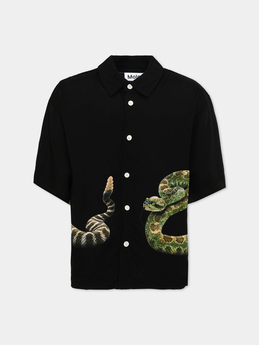 Camicia nera Richie per bambino con stampa serpente,Molo,1S26C207 9901