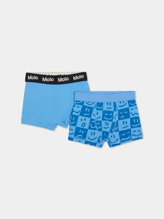 Set boxer Justin azzurro per bambino con smile,Molo,1S26Q201 9749