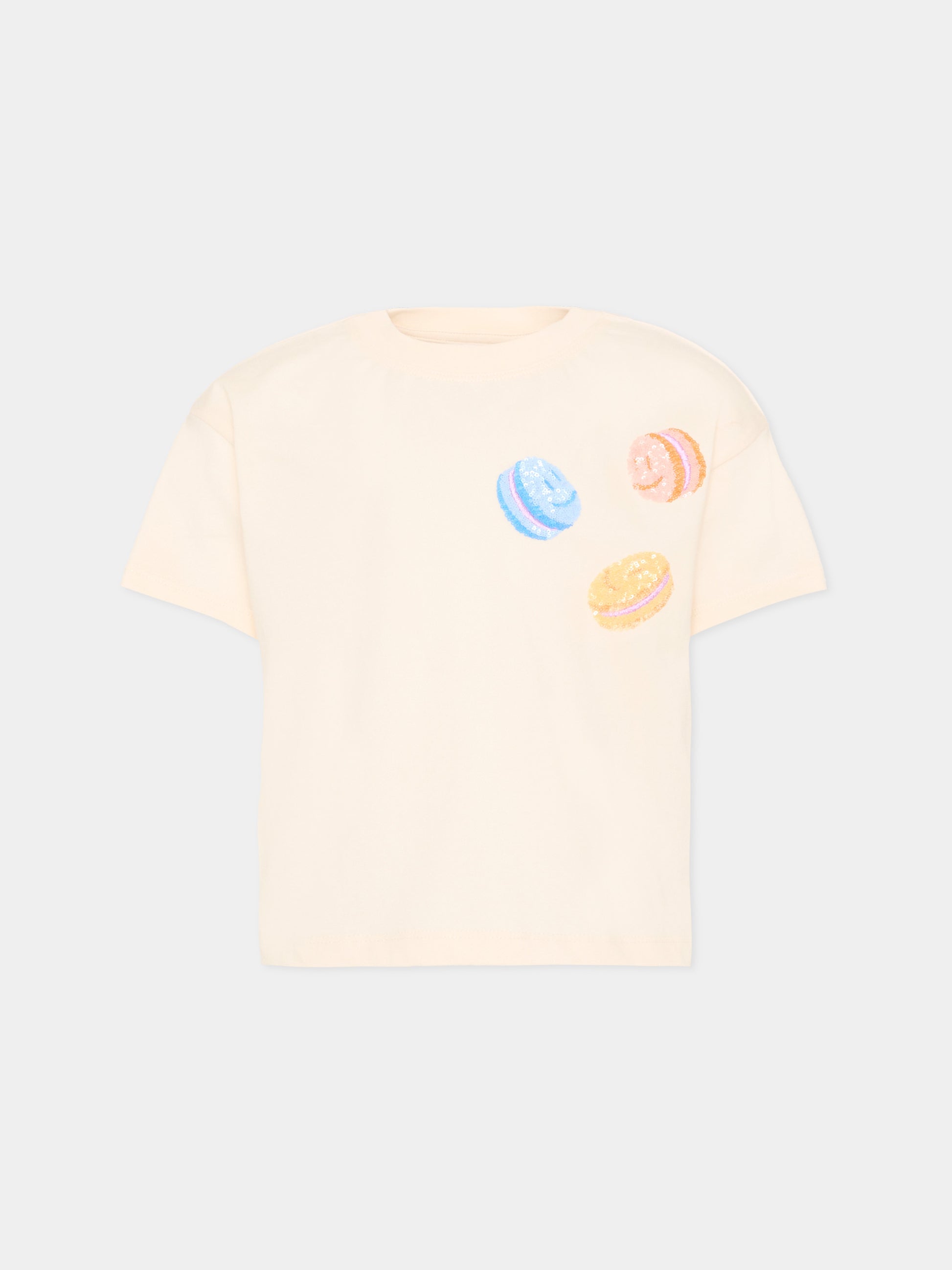 T-shirt avorio Reinette per bambina con macarons,Molo,2S26A210 2444