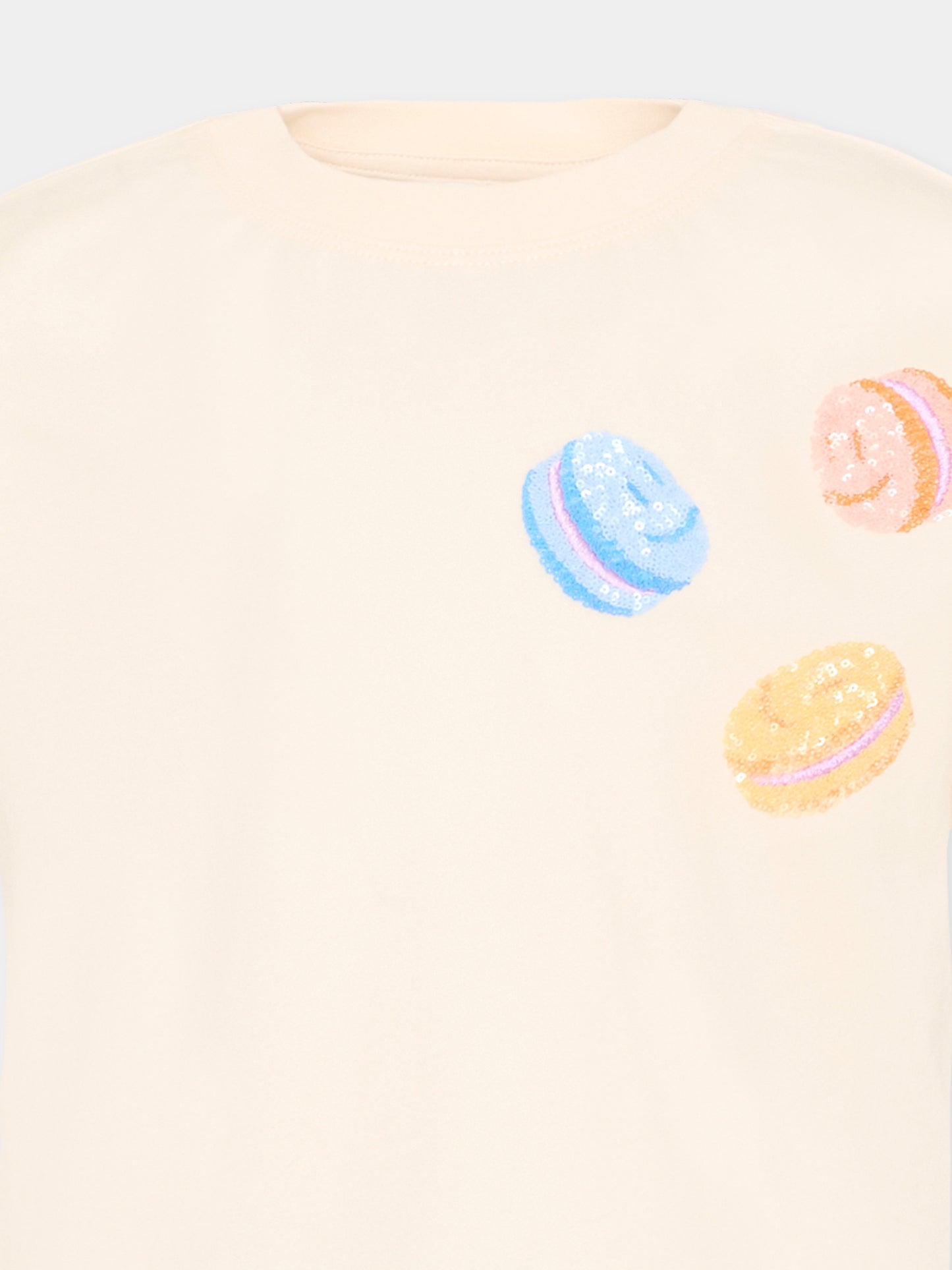 T-shirt avorio Reinette per bambina con macarons,Molo,2S26A210 2444