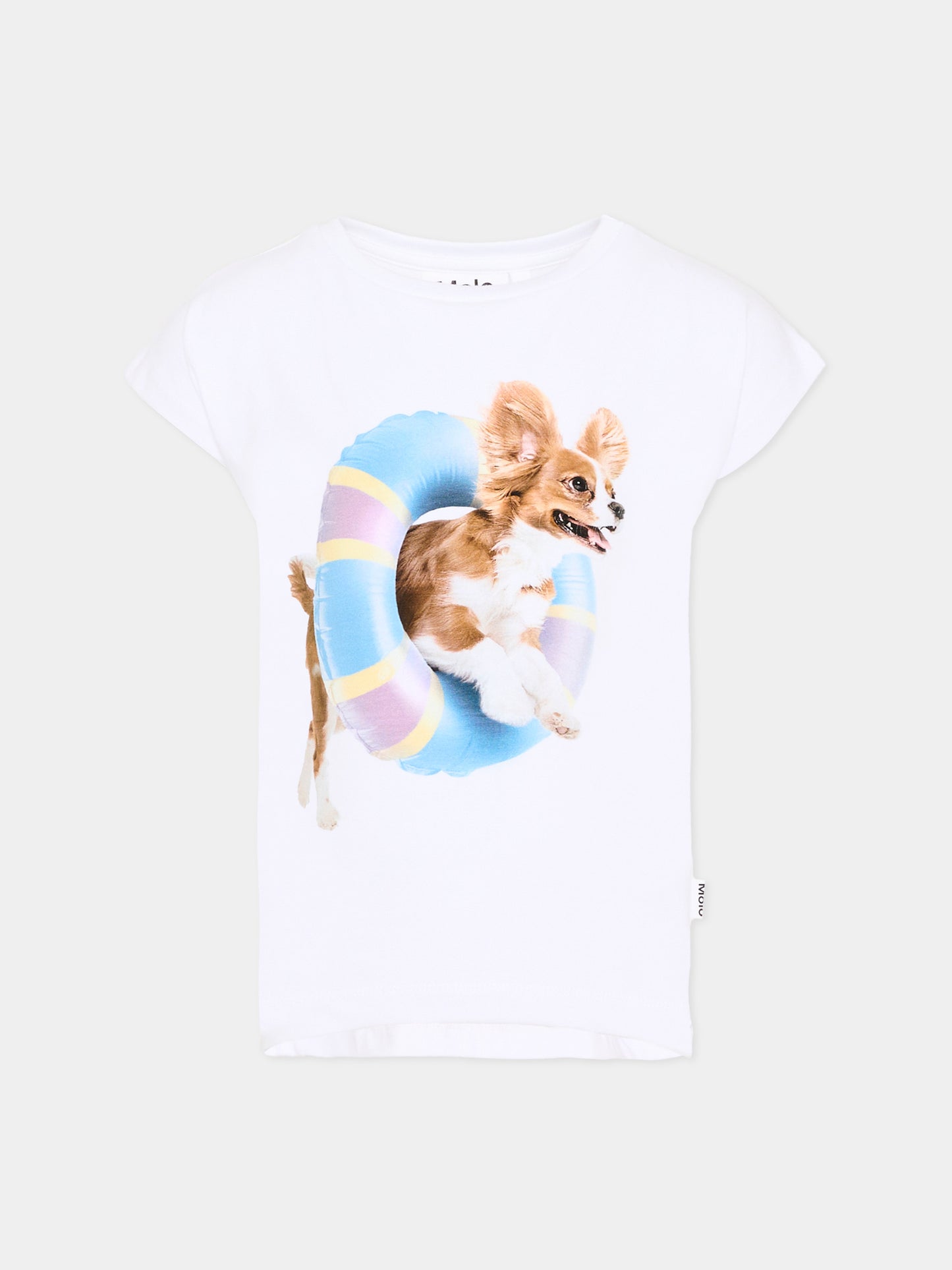 T-shirt bianca Ragnhilde per bambina con stampa cani,Molo,2S26A212 5666