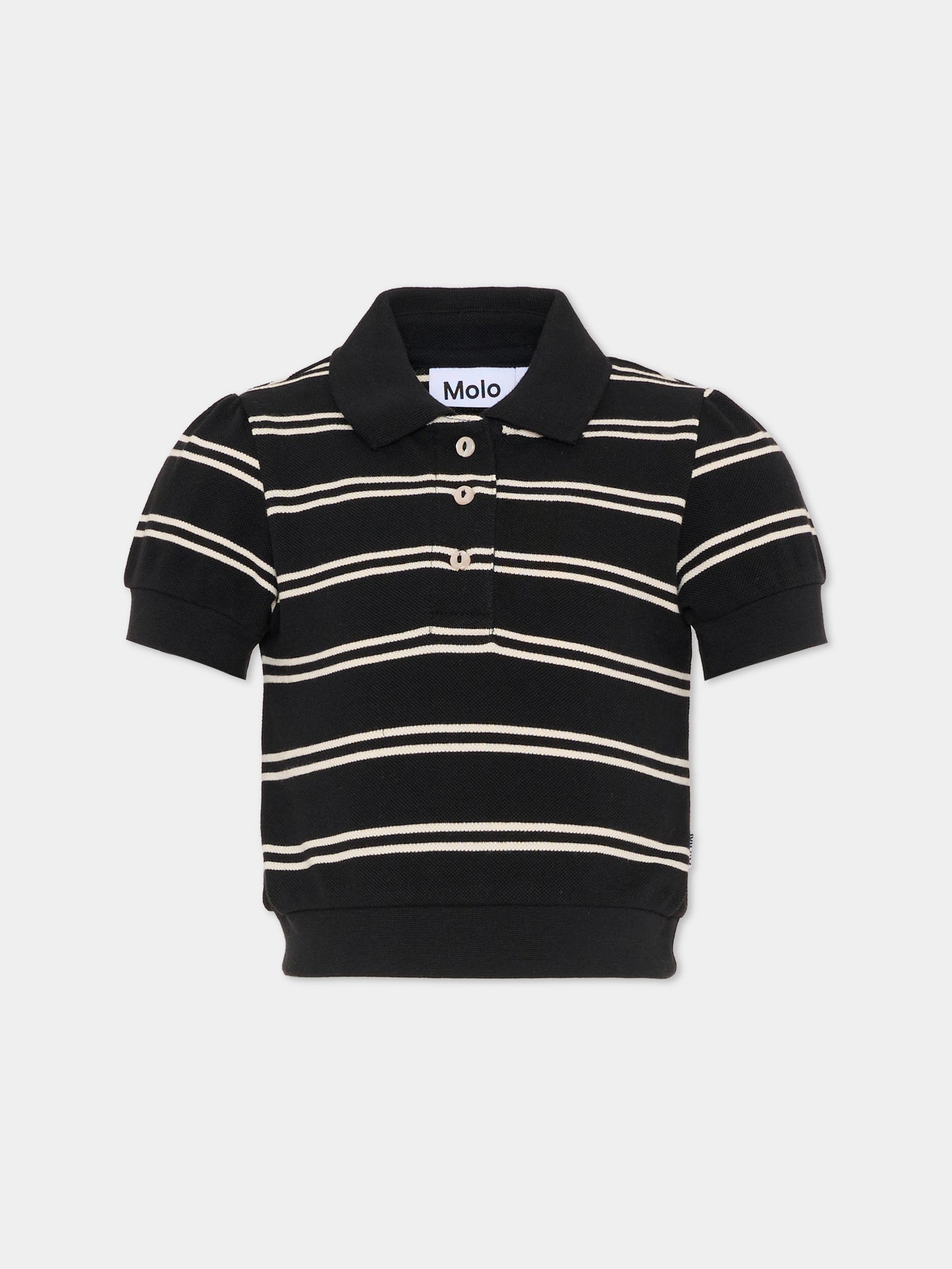 Polo crop Raki nera per bambina,Molo,2S26A221 9495