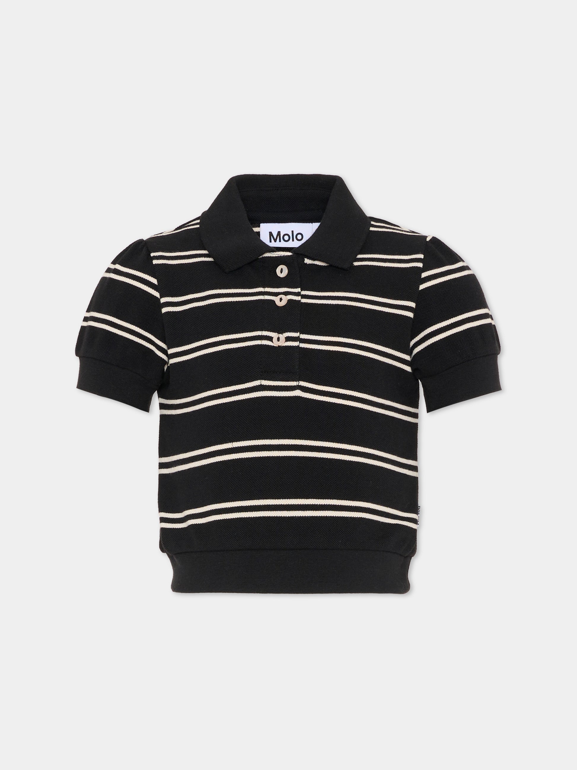 Polo crop Raki nera per bambina,Molo,2S26A221 9495