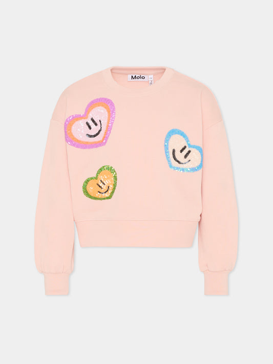 Felpa Miki rosa per bambina con cuori,Molo,2S26J206 8058