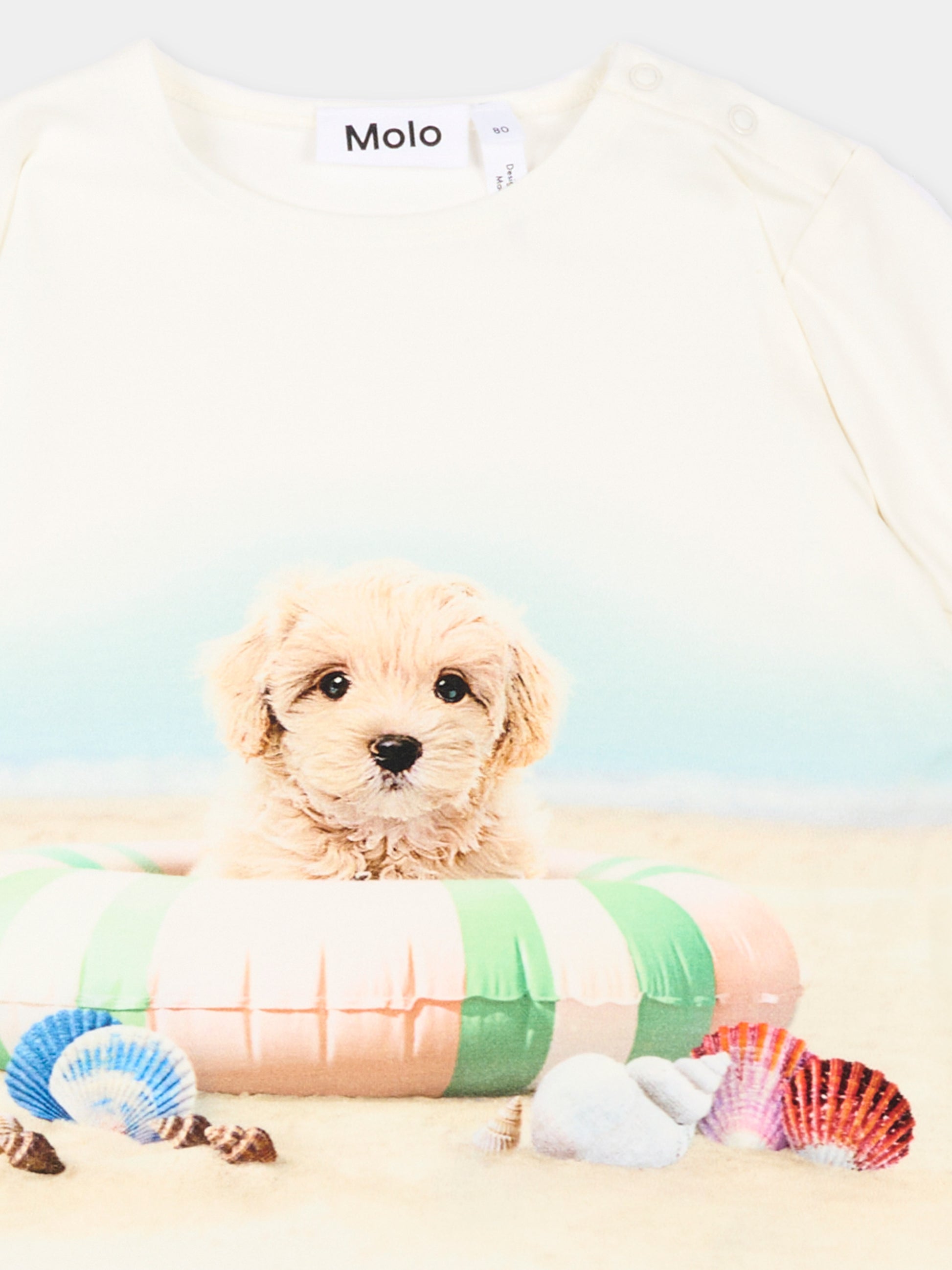 T-shirt avorio Eline per neonata con stampa cane,Molo,4S26A201 9817