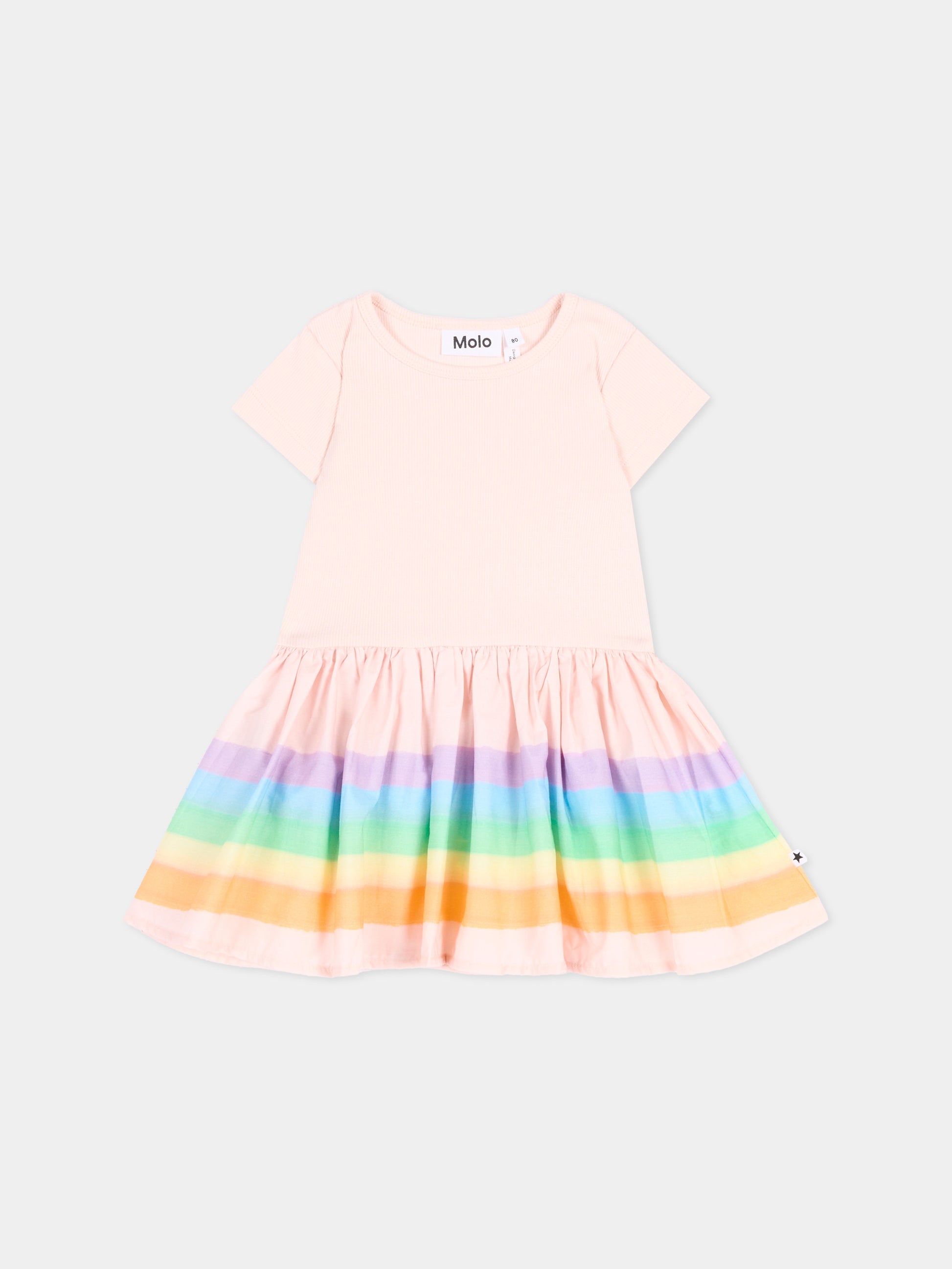 Vestito rosa Carin per neonata a righe arcobaleno,Molo,4S26E108 9809