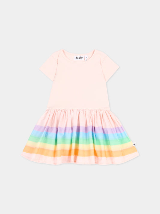 Vestito rosa Carin per neonata a righe arcobaleno,Molo,4S26E108 9809