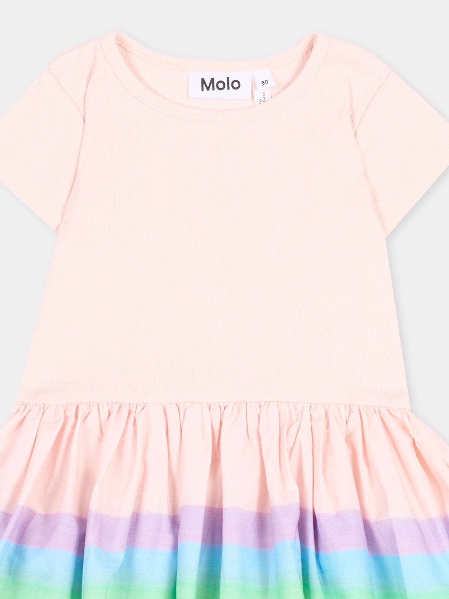 Vestito rosa Carin per neonata a righe arcobaleno,Molo,4S26E108 9809