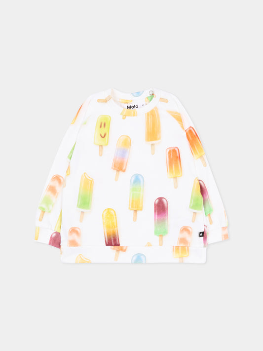 Felpa bianca Disc per neonati con stampa ghiaccioli,Molo,6S26J203 9561