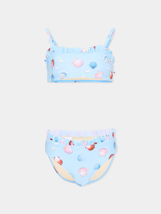 Bikini celeste Naila per bambina con conchiglie,Molo,8S26P101 9528