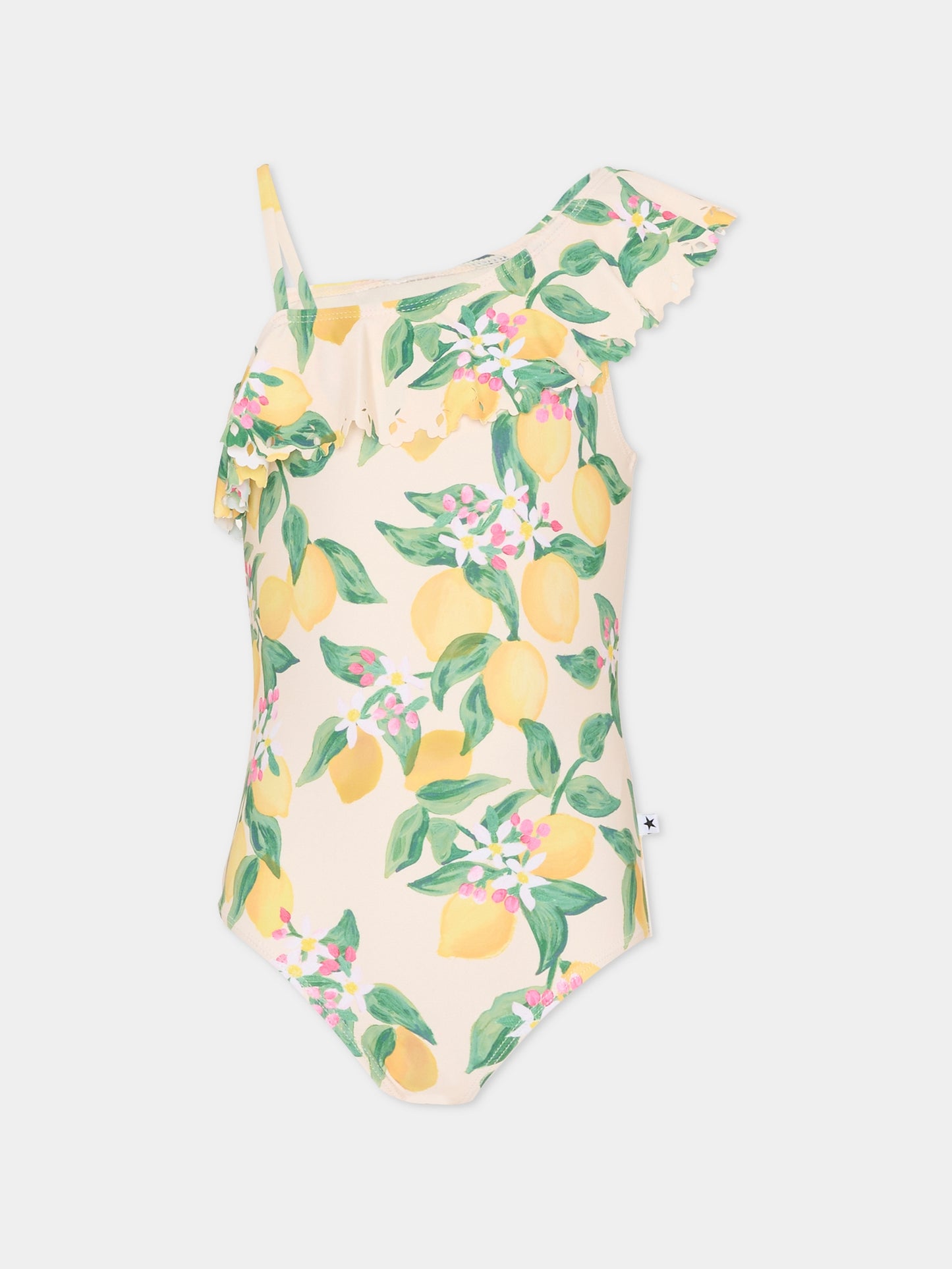 Costume intero Net multicolor per bambina con limoni,Molo,8S26P502 9505