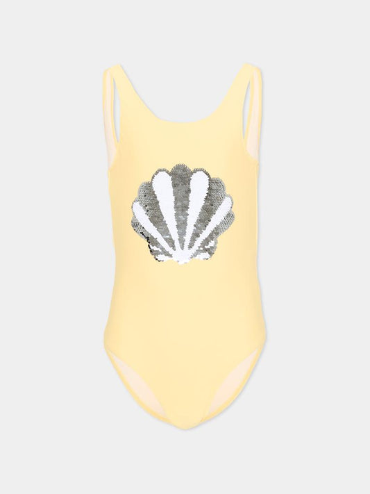 Costume giallo Nika per bambina con conchiglia,Molo,8S26P508 5217