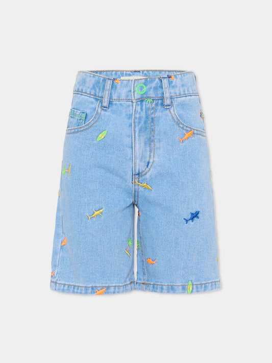 Shorts denim per bambino con ricami,Billieblush,U21721 Z18