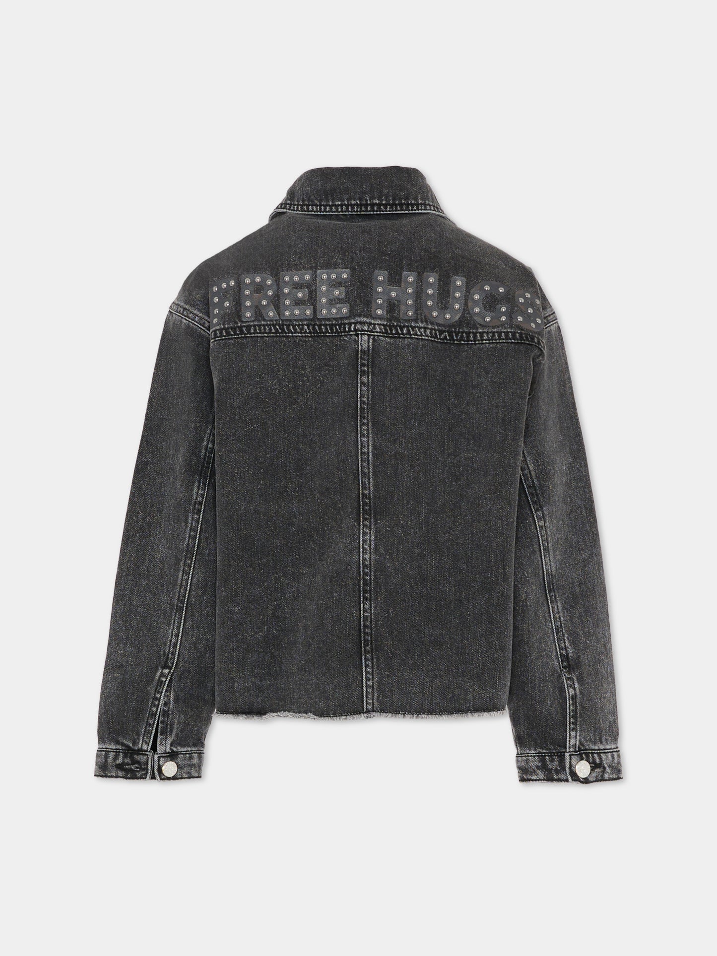 Giubbotto di jeans grigio per bambina con scritta,Billieblush,U21732 ZB7