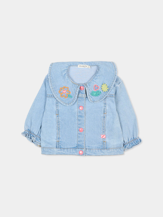 Giubbotto denim per neonata con ricami,Billieblush,U21765 Z04