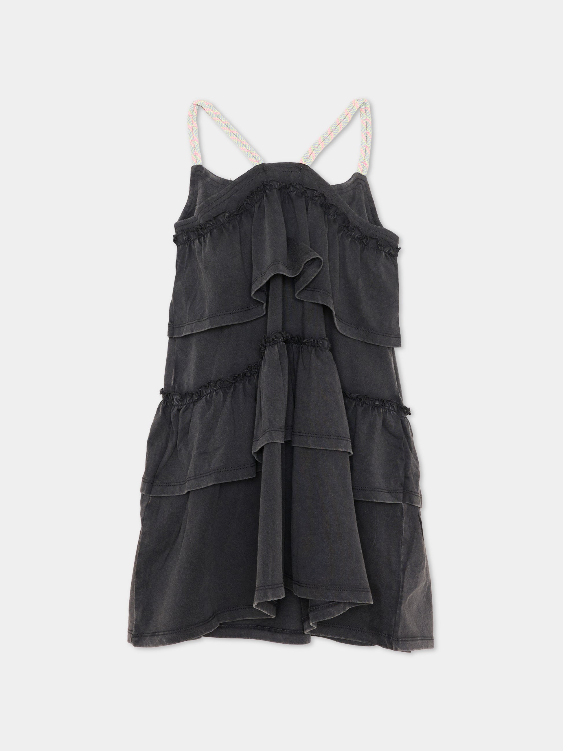 Vestito nero per bambina con balze,Billieblush,U21768 089