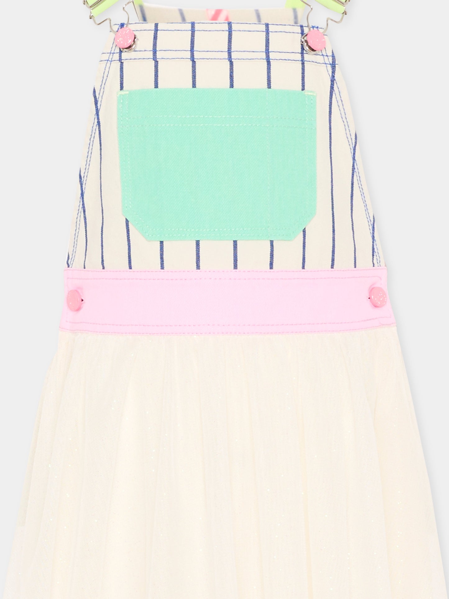 Salopette multicolor per bambina con gonna in tulle,Billieblush,U21818 N48