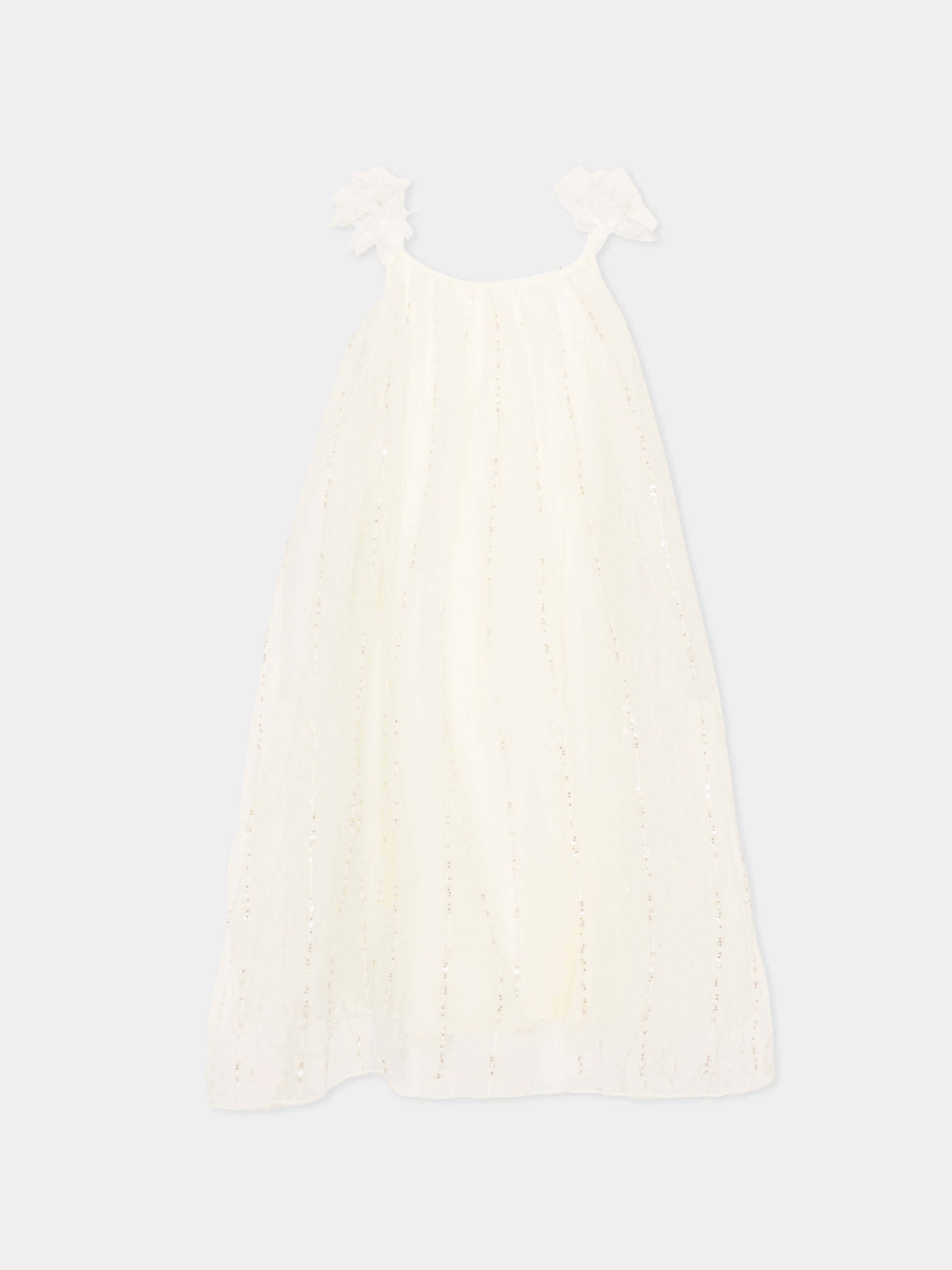 Abito elegante avorio per bambina con paillettes,Billieblush,U21841 105