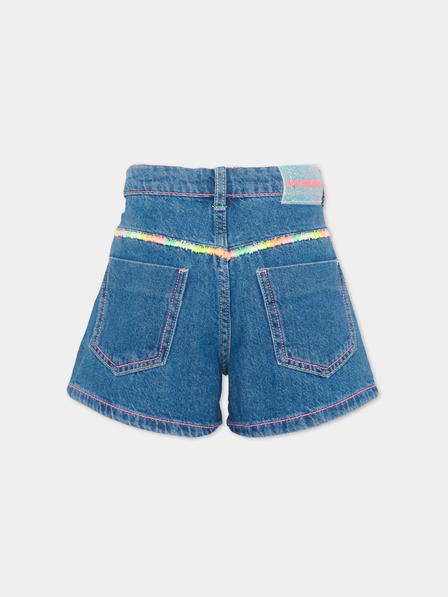 Shorts denim per bambina con arcobaleno,Billieblush,U21882 Z13