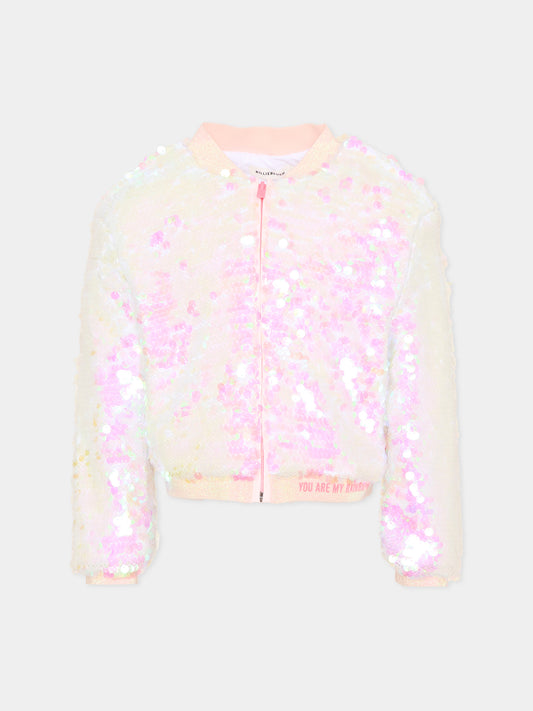 Bomber rosa per bambina con paillettes,Billieblush,U21905 111