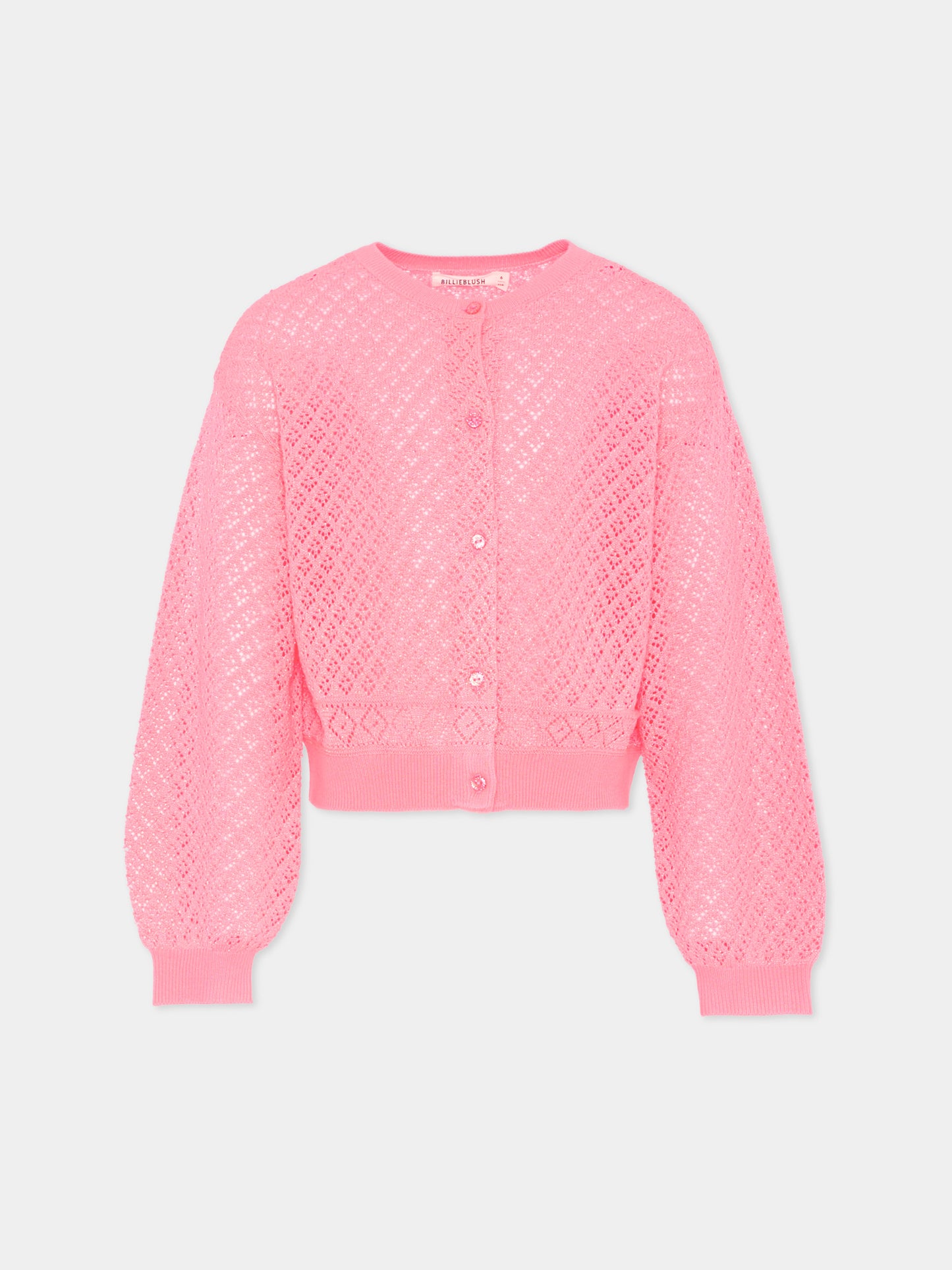 Cardigan rosa per bambina traforato,Billieblush,U21911 499