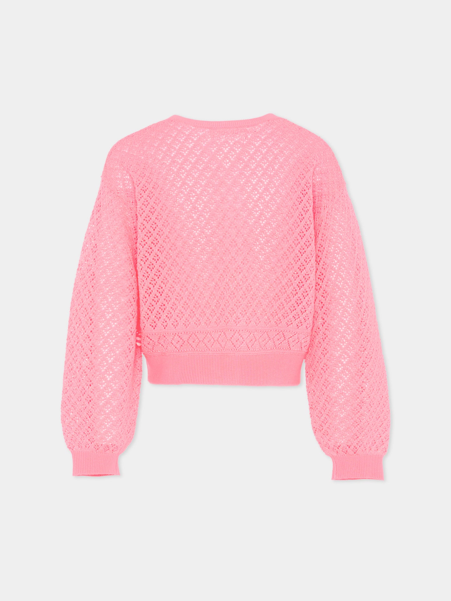 Cardigan rosa per bambina traforato,Billieblush,U21911 499