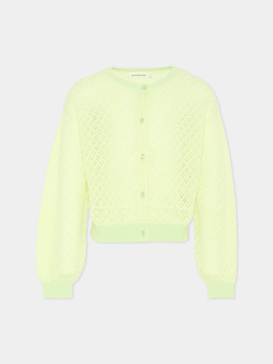 Cardigan verde per bambina traforato,Billieblush,U21911 552