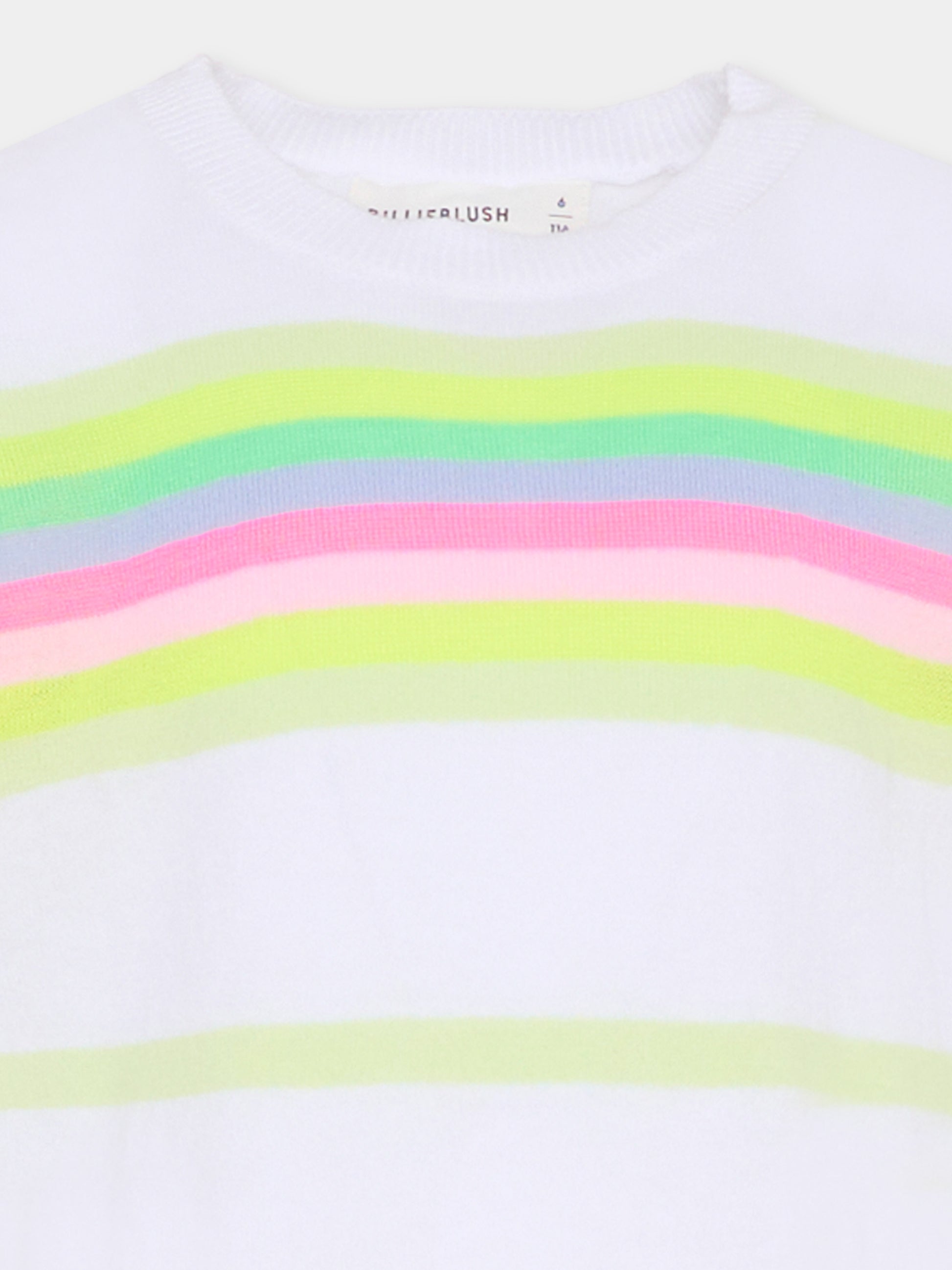 Maglione bianco per bambina con righe,Billieblush,U21969 10P