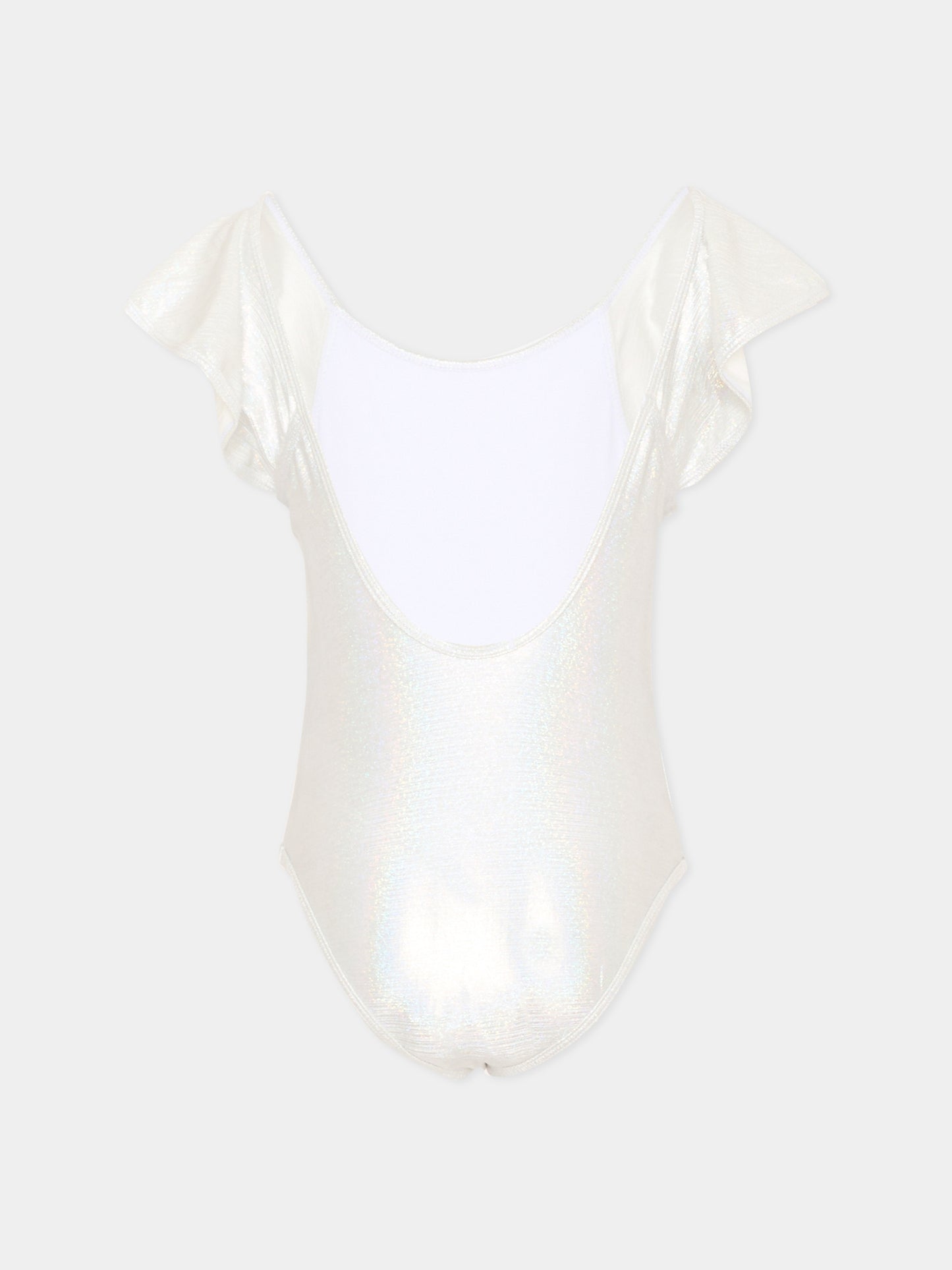 Costume intero argento per bambina con rouches,Billieblush,U21970 Z94