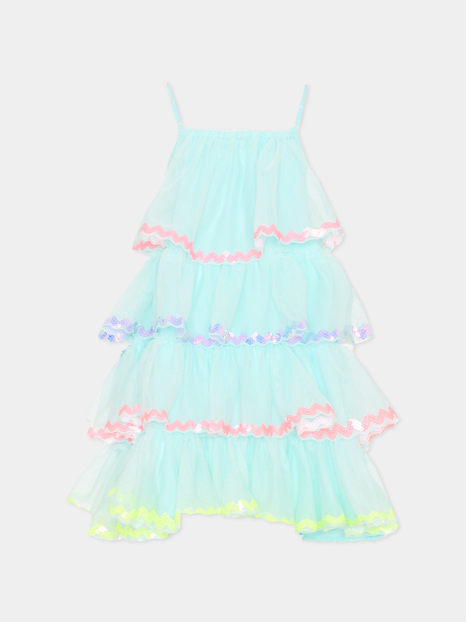 Vestito azzurro elegante per bambina in tulle,Billieblush,U21986 76G