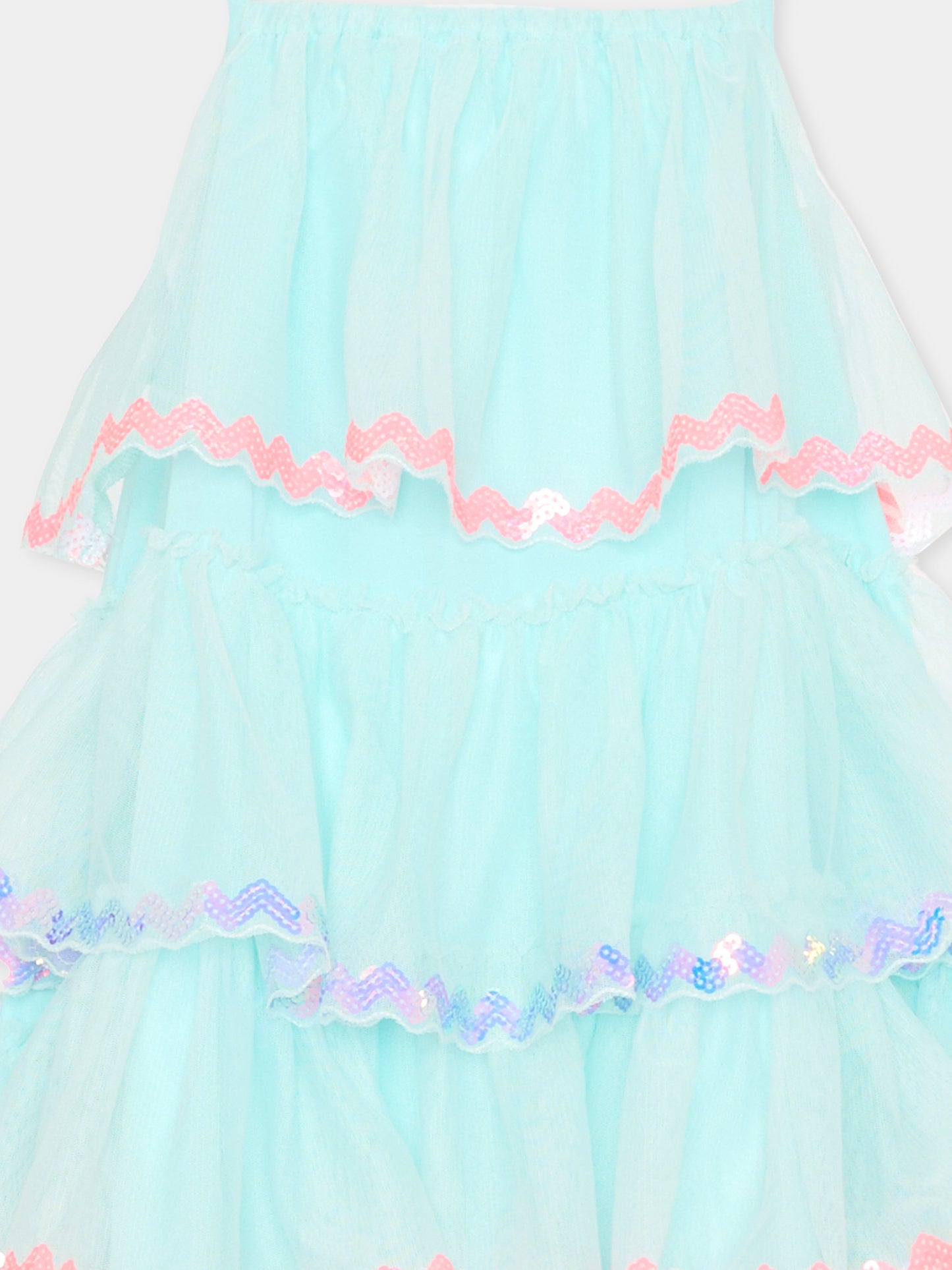 Vestito azzurro elegante per bambina in tulle,Billieblush,U21986 76G