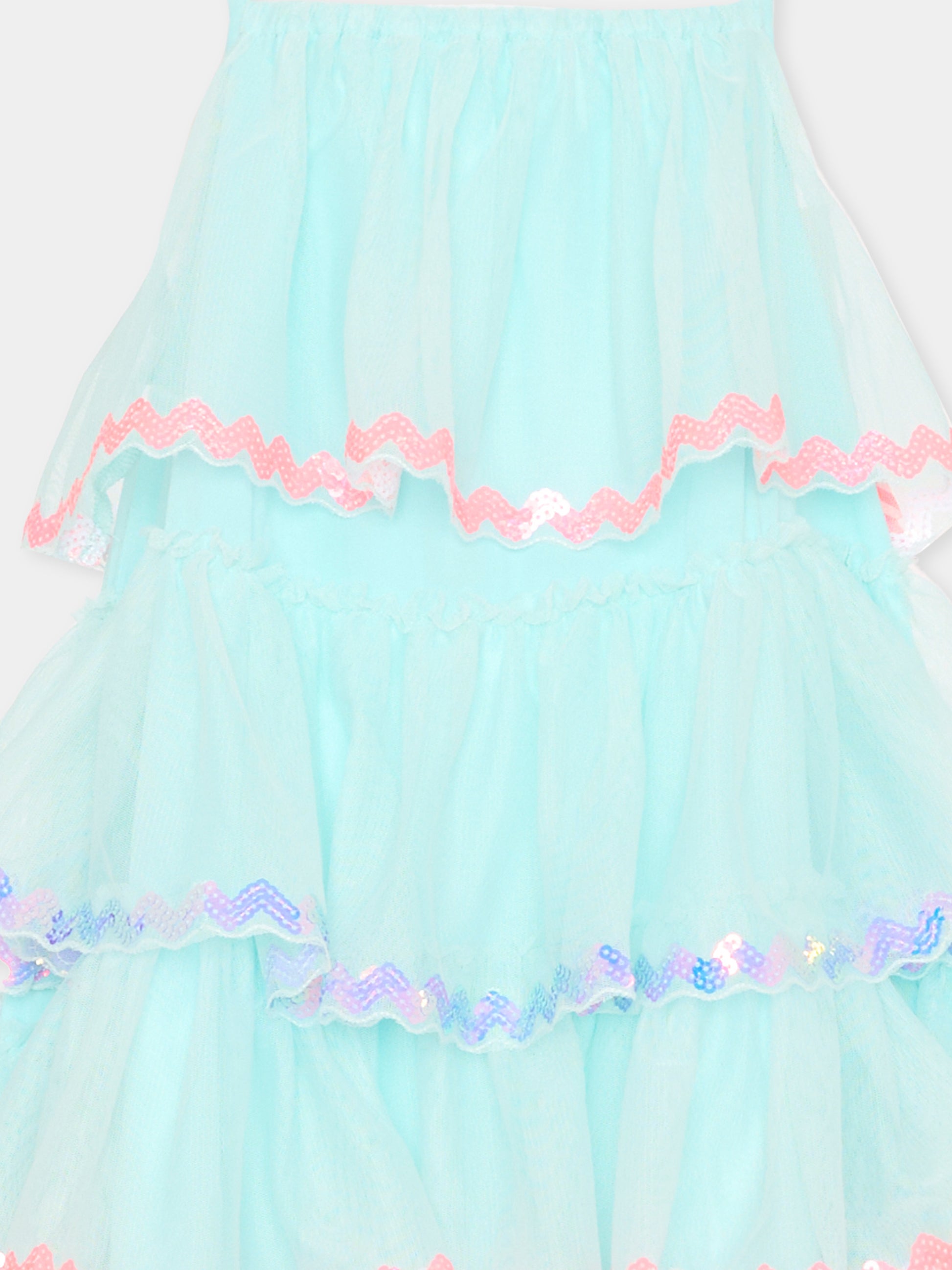 Vestito azzurro elegante per bambina in tulle,Billieblush,U21986 76G