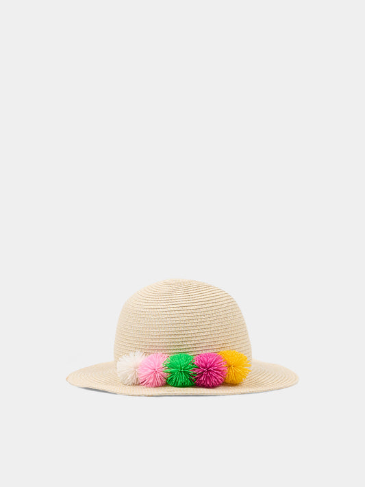 Cappello di paglia per bambina con pompon,Billieblush,U22011 Z41