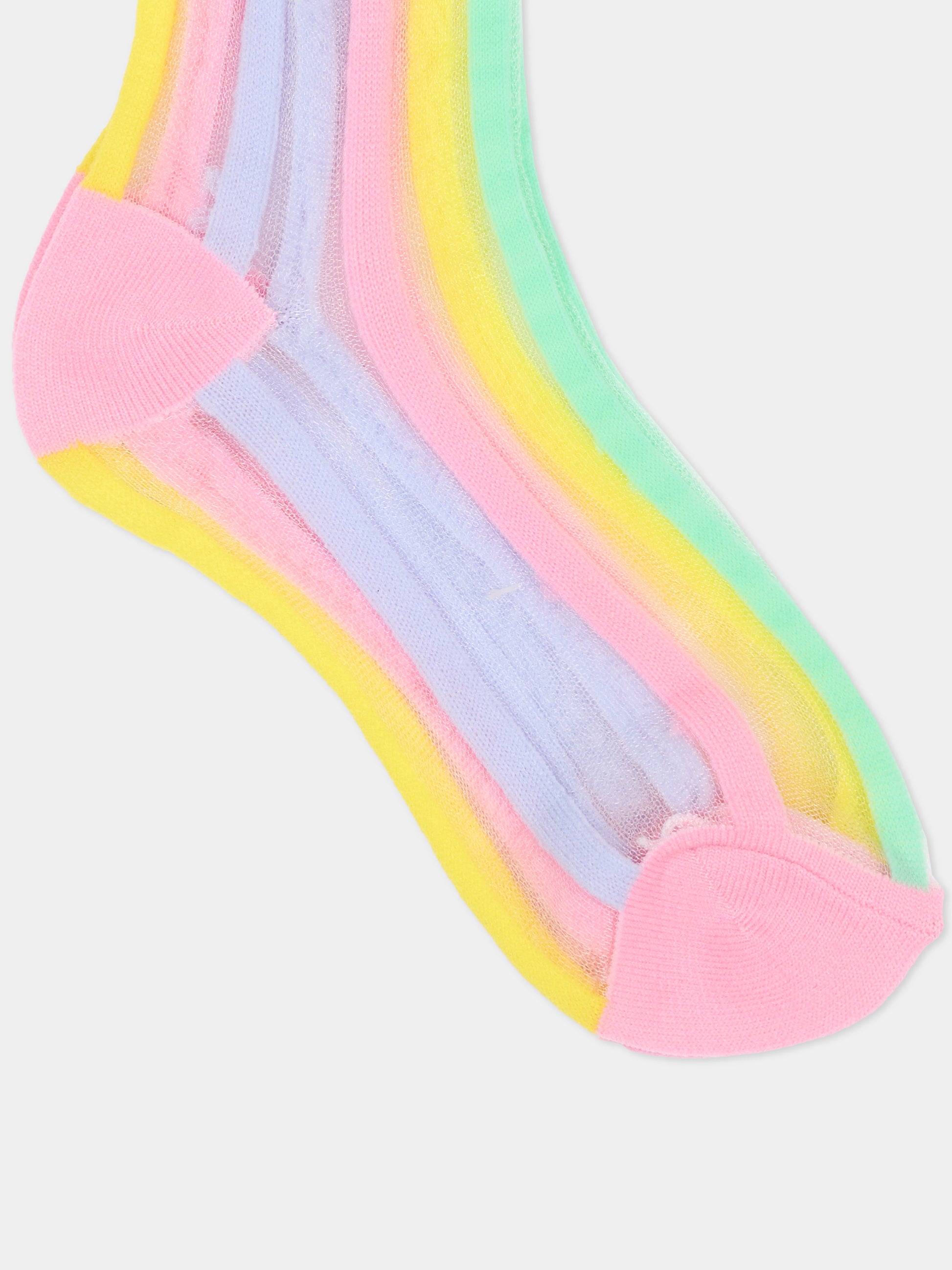 Calzini multicolor per bambina con logo,Billieblush,U22030 46N